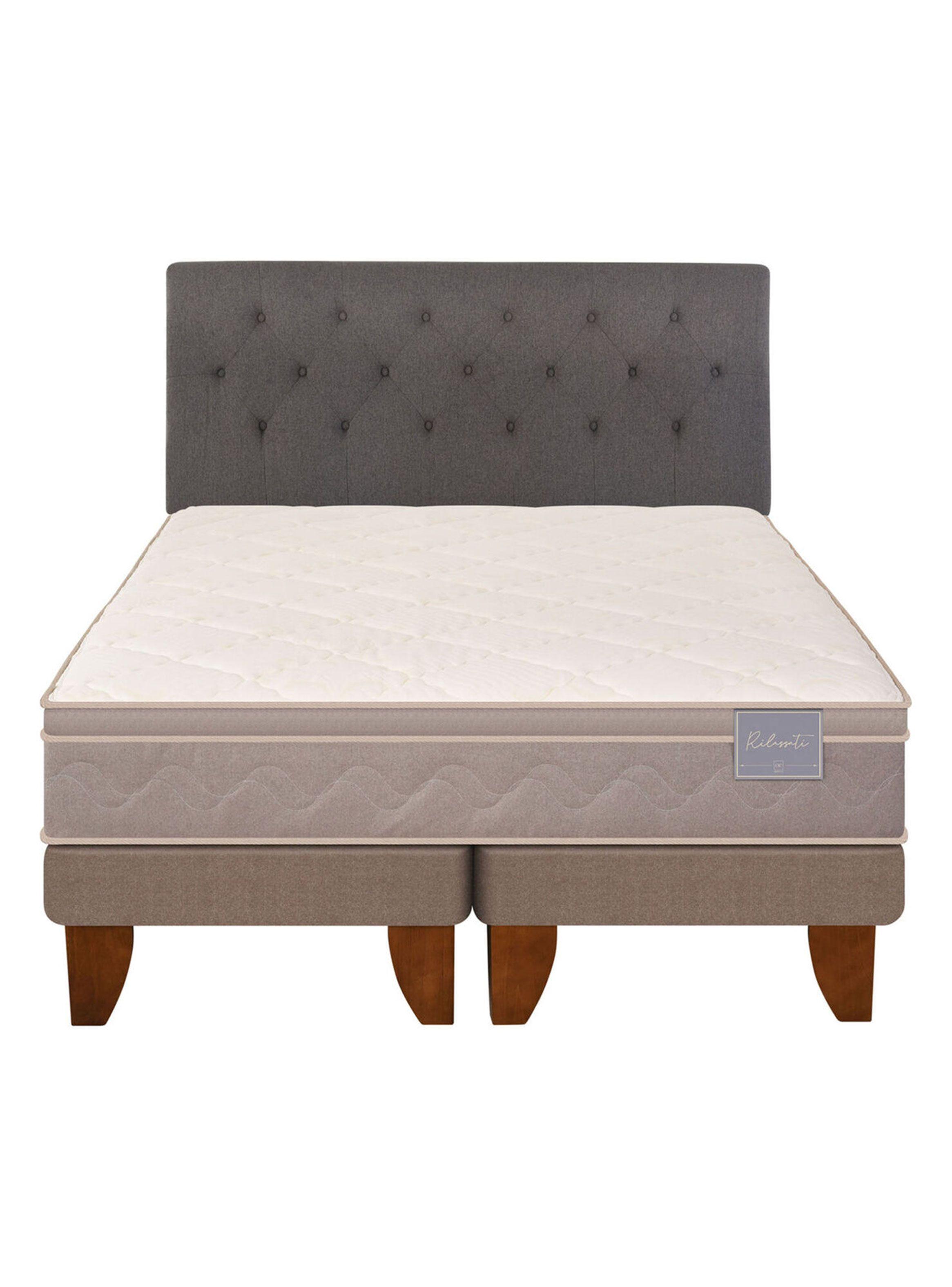 Cama Europea Rilassati 2 Plazas Long Base Dividida + Respaldo Kavery Grafito-2