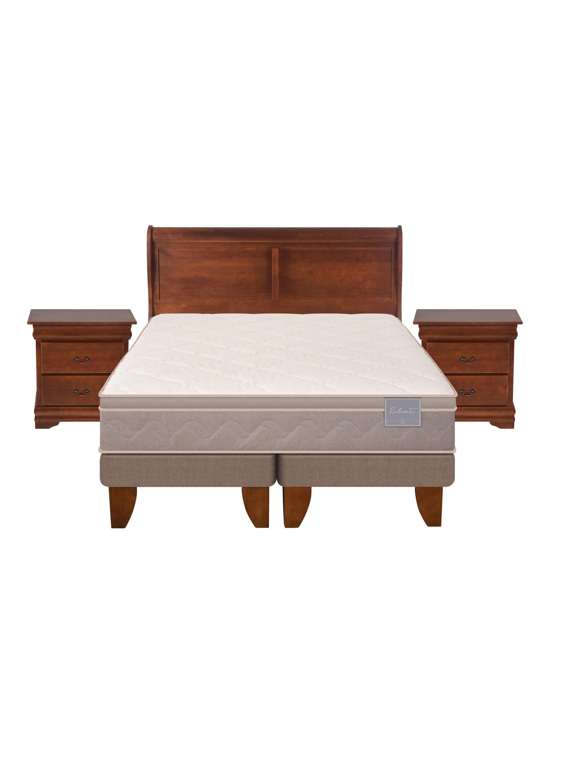 Cama Europea Rilassati King Base Dividida + Set Muebles Miro Café-2