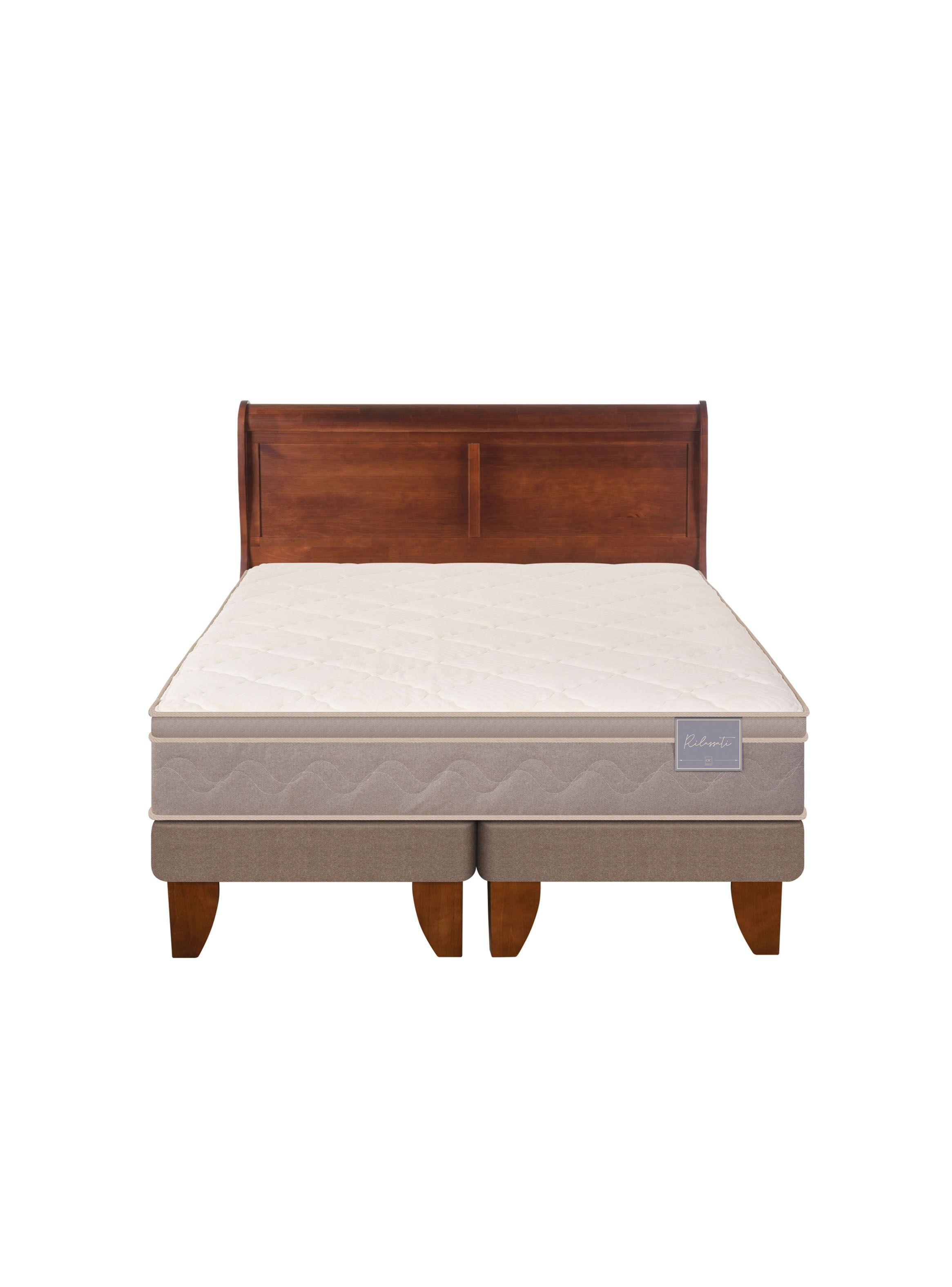 Cama Europea Rilassati 2 Plazas Long Base Dividida + Respaldo Miro Café-2