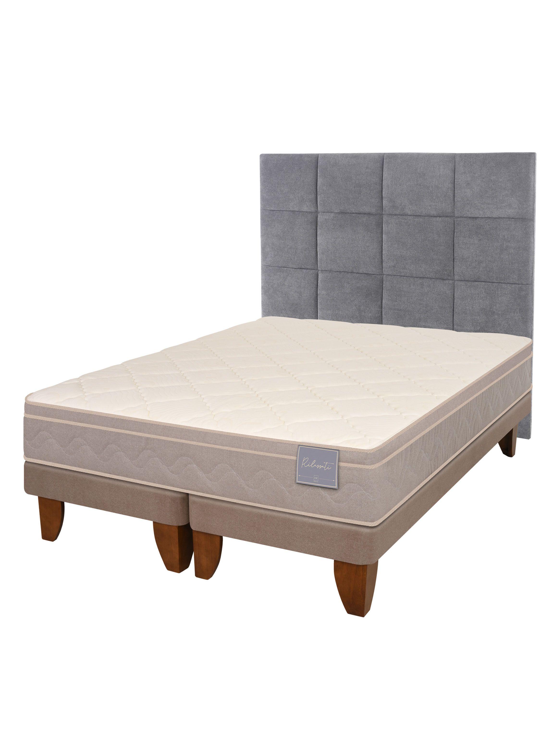 Cama Europea Rilassati 2 Plazas Long Base Dividida + Respaldo Tamesis Gris-2