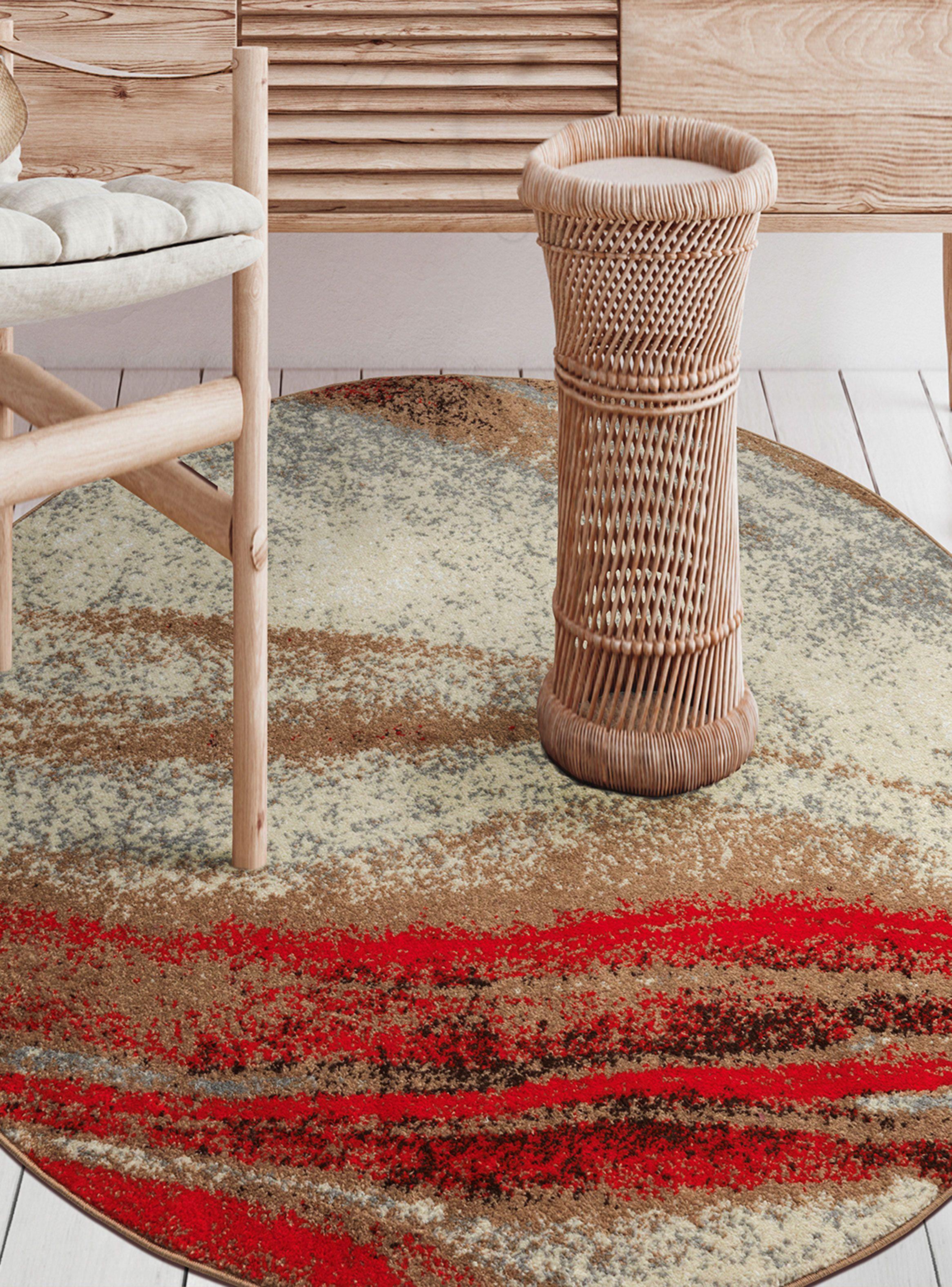 Alfombra Redonda Amigo 160 cm Beige Ondas-2