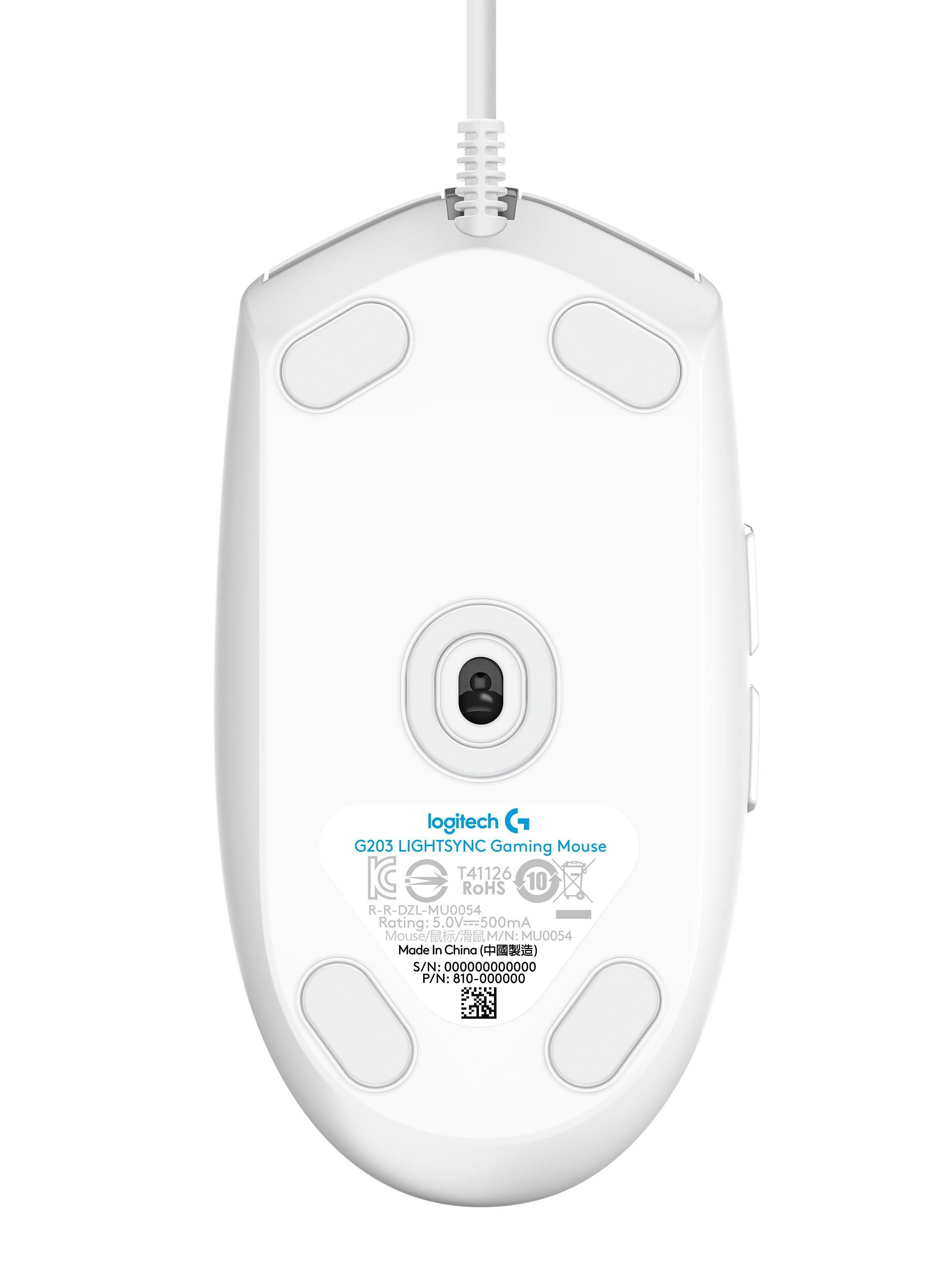 Mouse Gamer Alámbrico G203 RGB Light Blanco-2