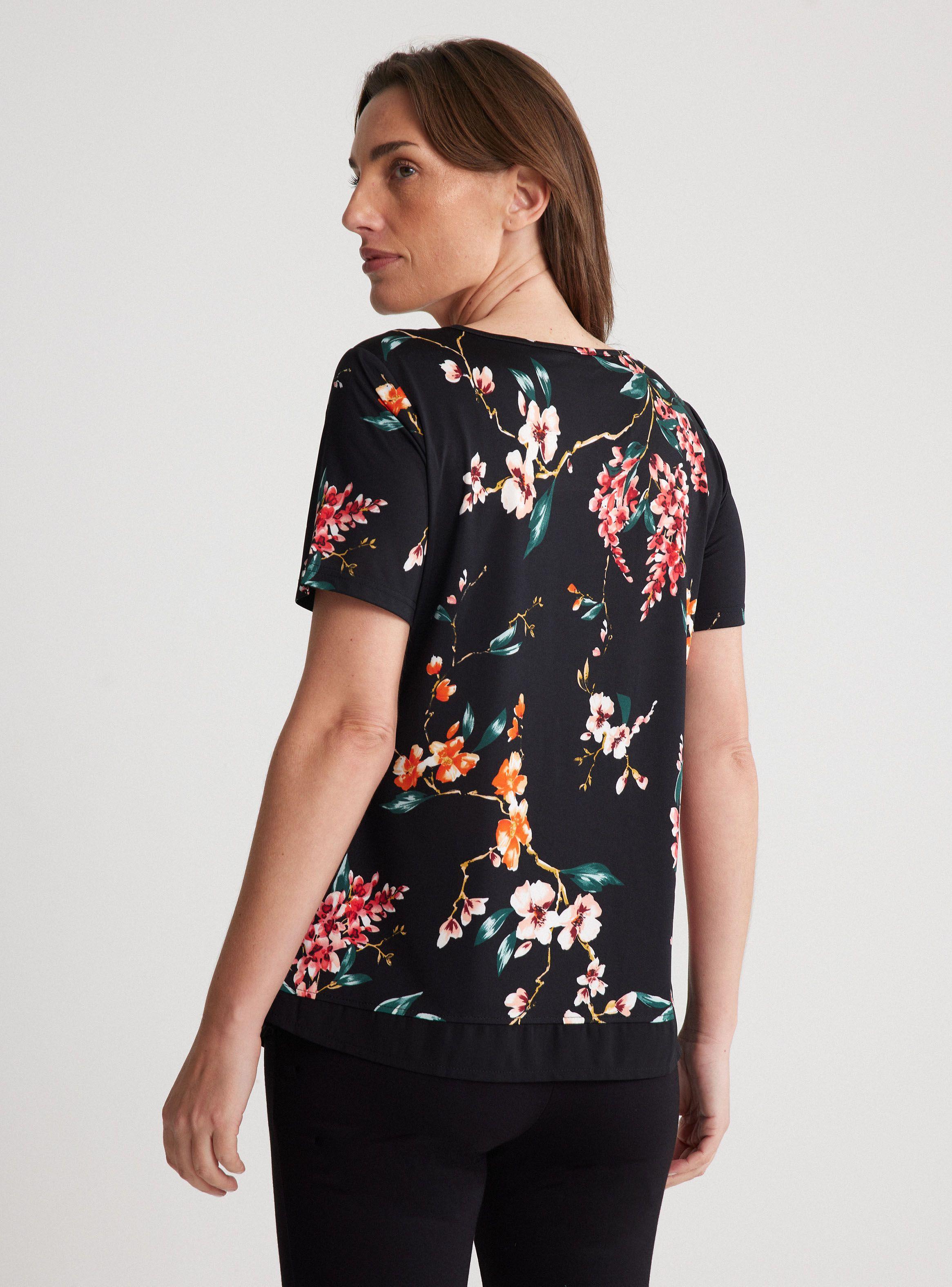 Polera Estampada con Tiras Cruzadas en Escote-1