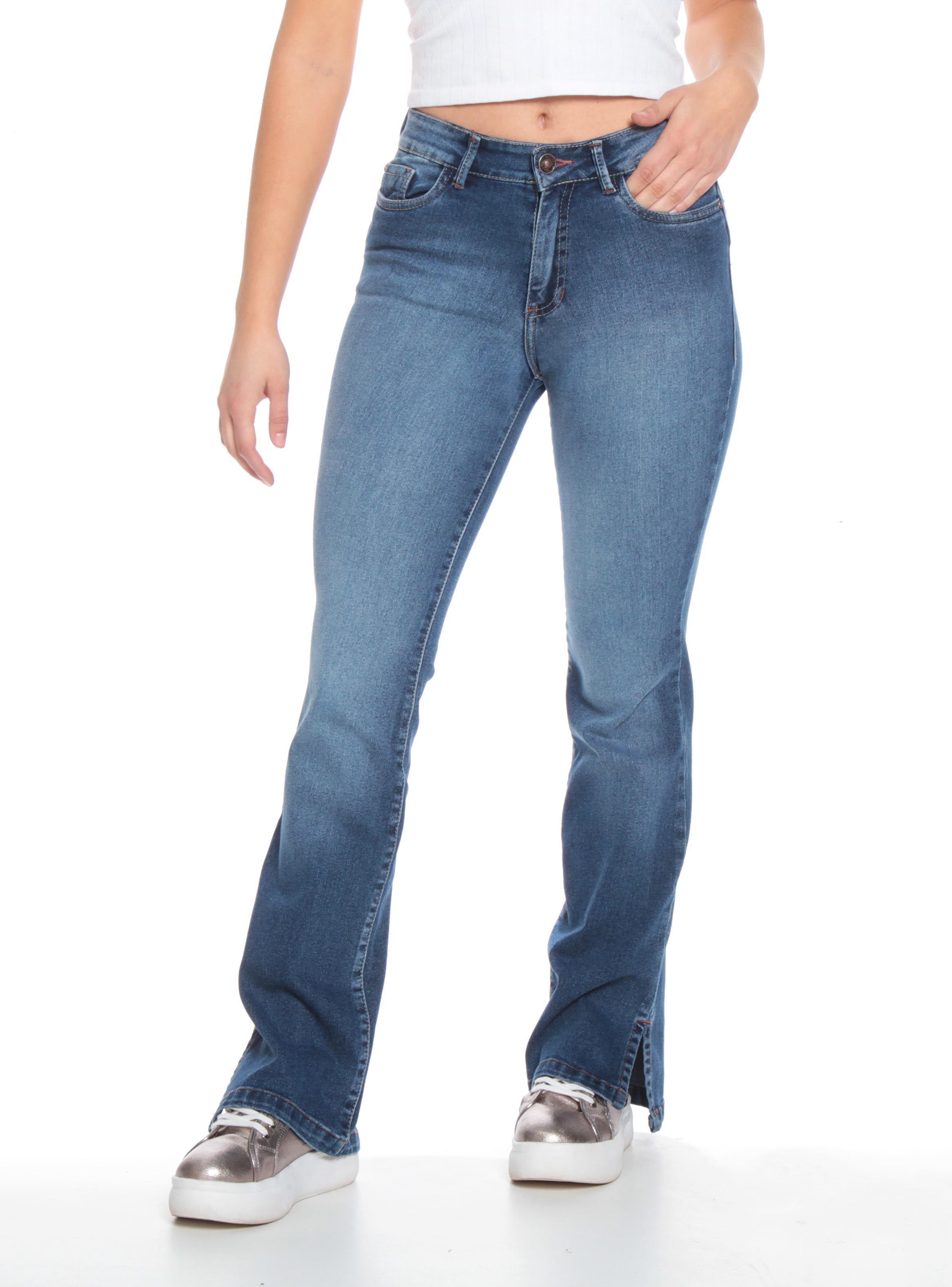 Jeans Recto Tiro Alto Push Up Abertura Basta-1