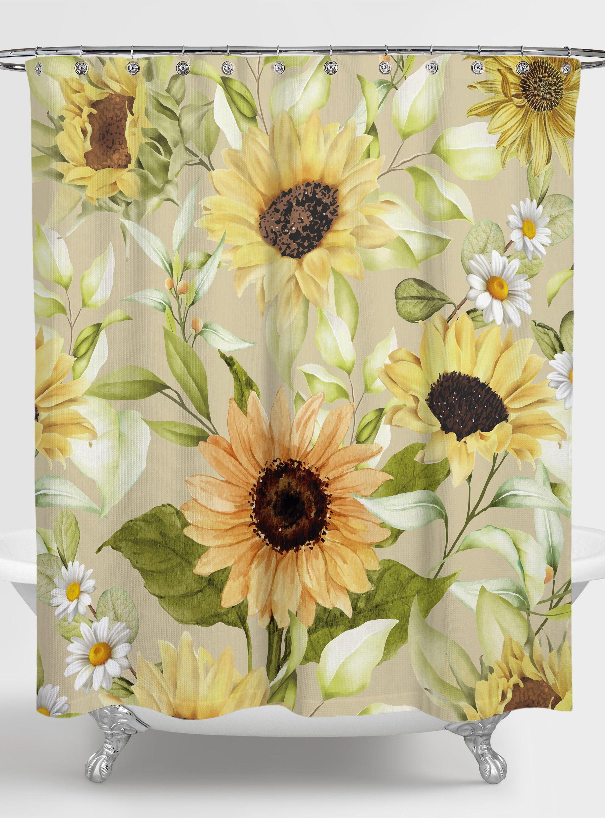 Cortina de Baño Girasoles 180 x 180 cm-0