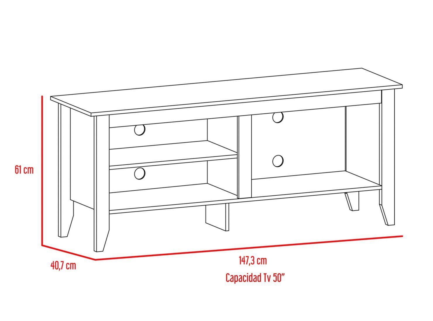 Combo Living Essential Wengué Rack TV 50'' + Librero TuHome-3