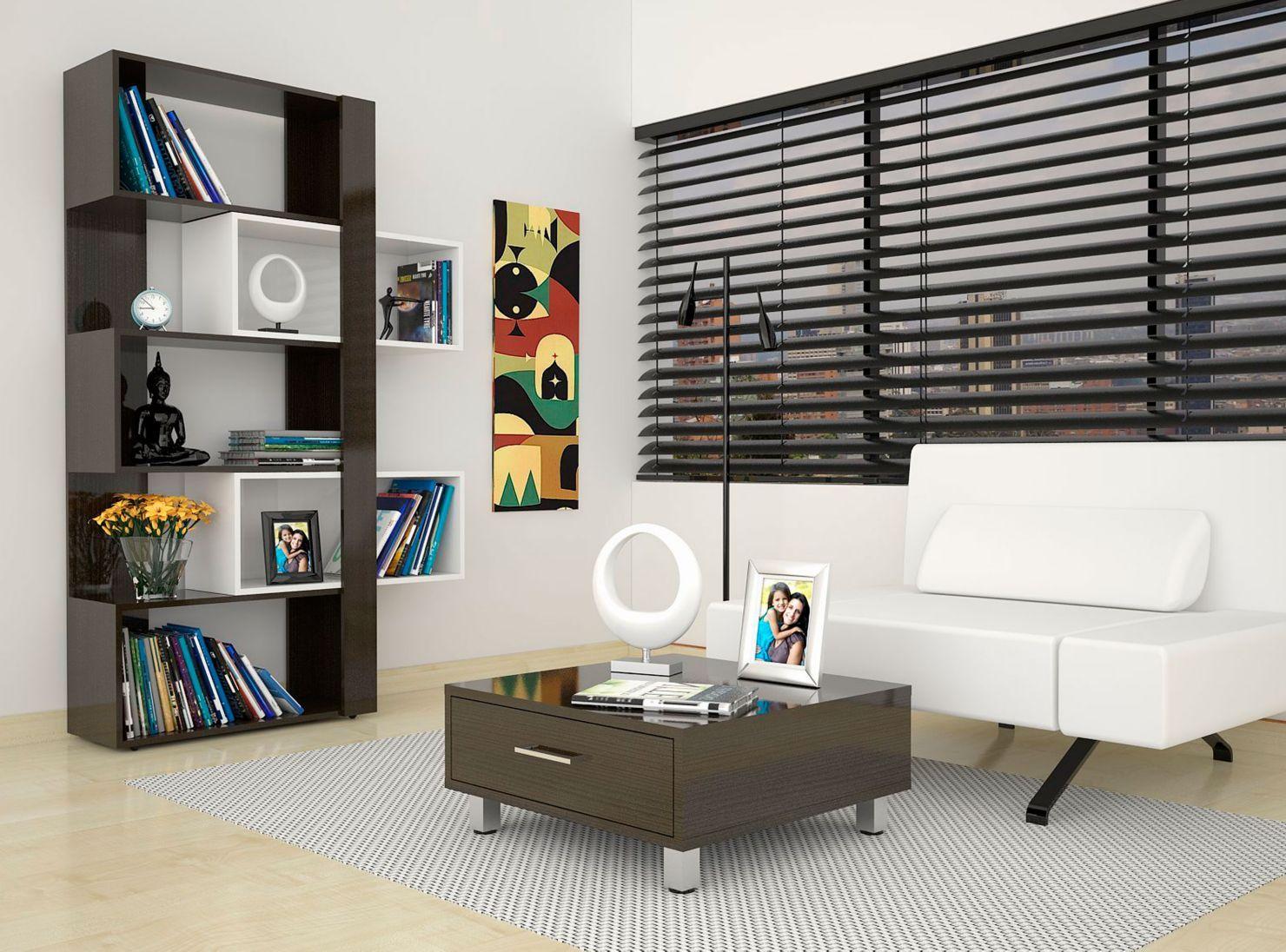 Combo TuHome Living Beijing Wengué Biblioteca Cubo + Mesa de Centro TuHome-5