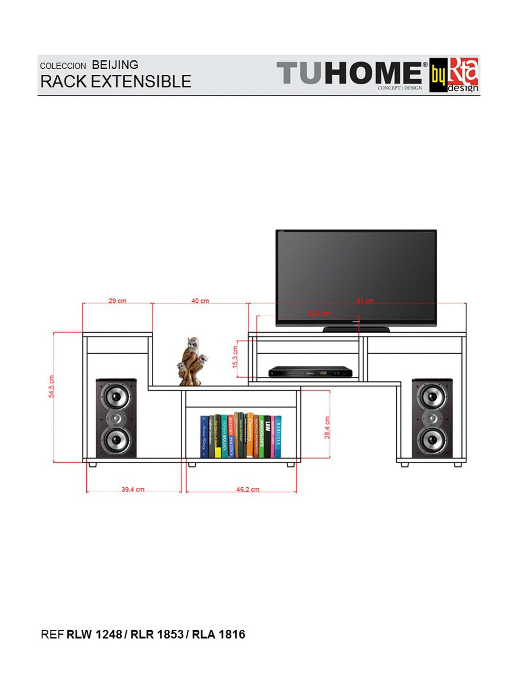 Combo Living Beijing Wengué Rack Extensible TV 40'' + Biblioteca Cubo-6