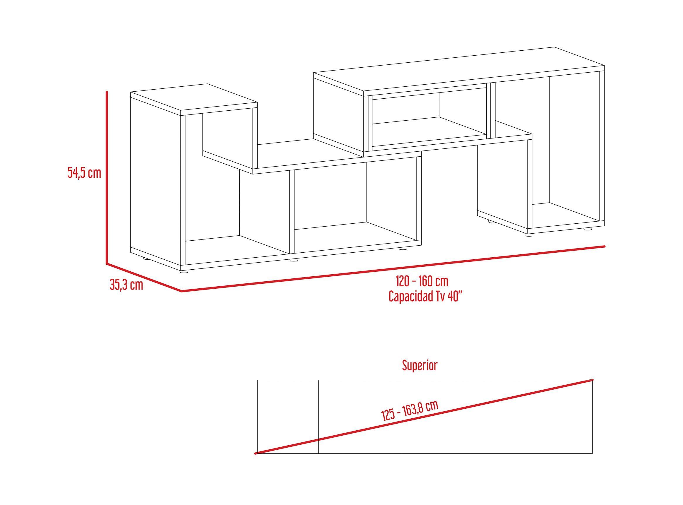Combo Living Beijing Wengué Rack Extensible TV 40'' + Biblioteca Escalera-3