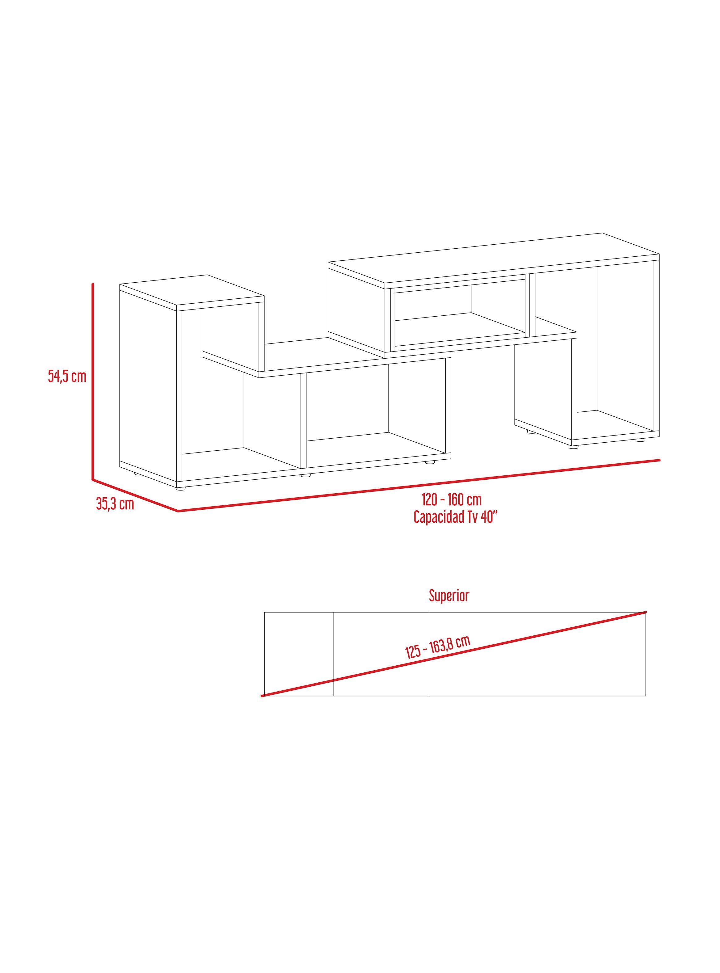 Combo Living Beijing Rovere Rack Extensible TV 40'' + Biblioteca Cubo + Mesa de Centro TuHome-3