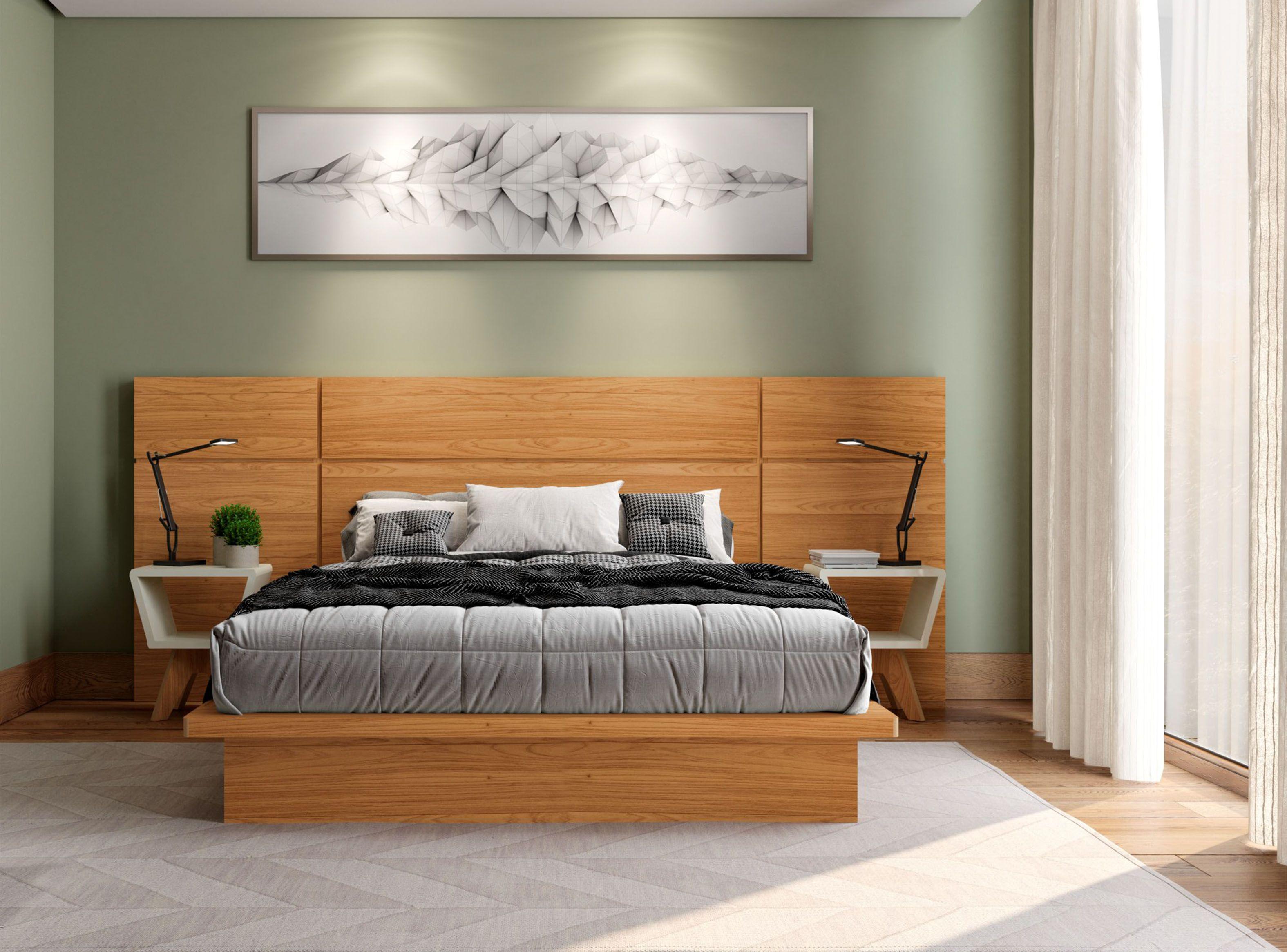 Set Muebles Dormitorio: Respaldo + Veladores + Base Castaño W164 TB713-4