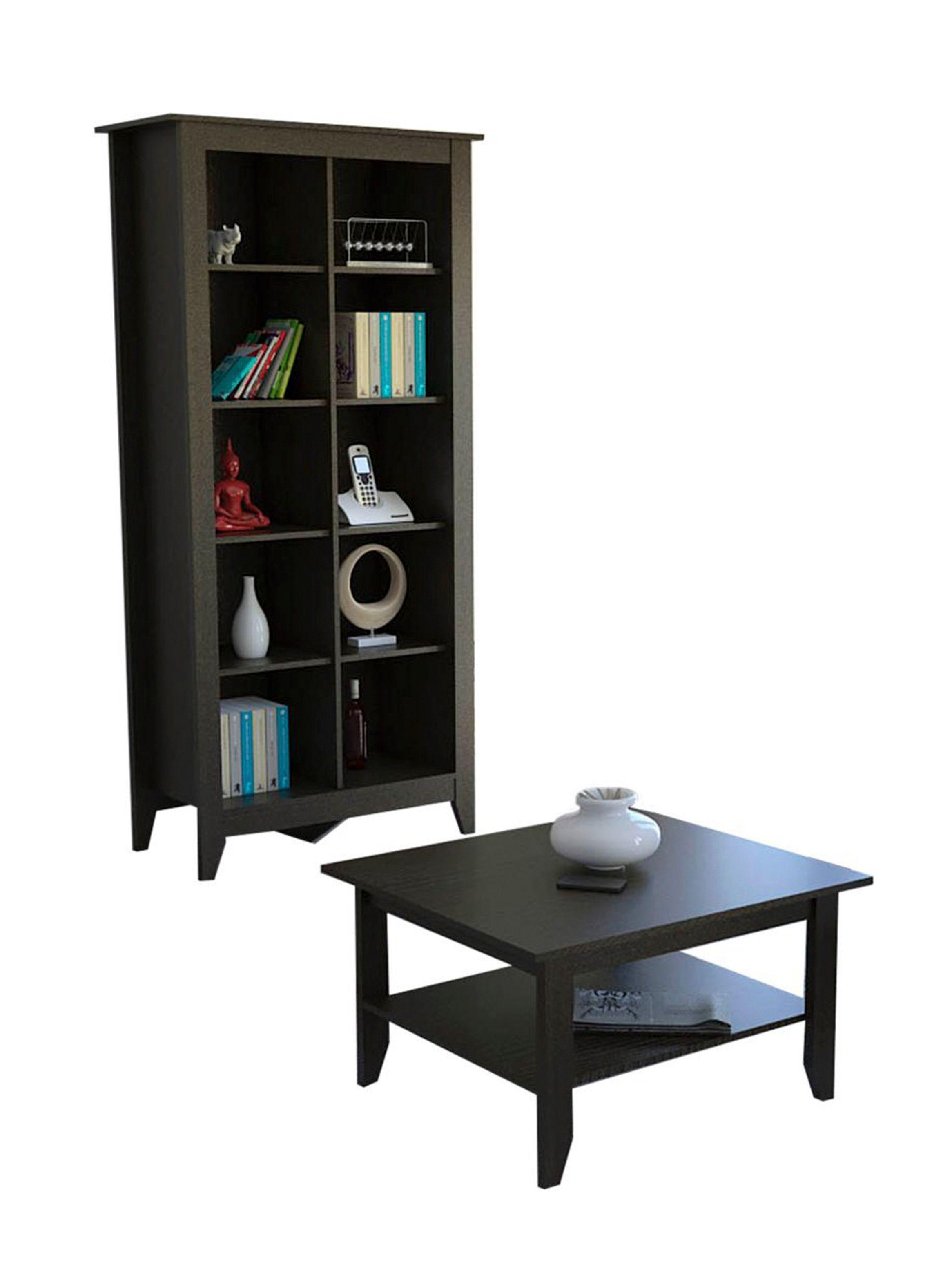 Combo Living Essential Wengué Librero + Mesa de Centro Attimo-0