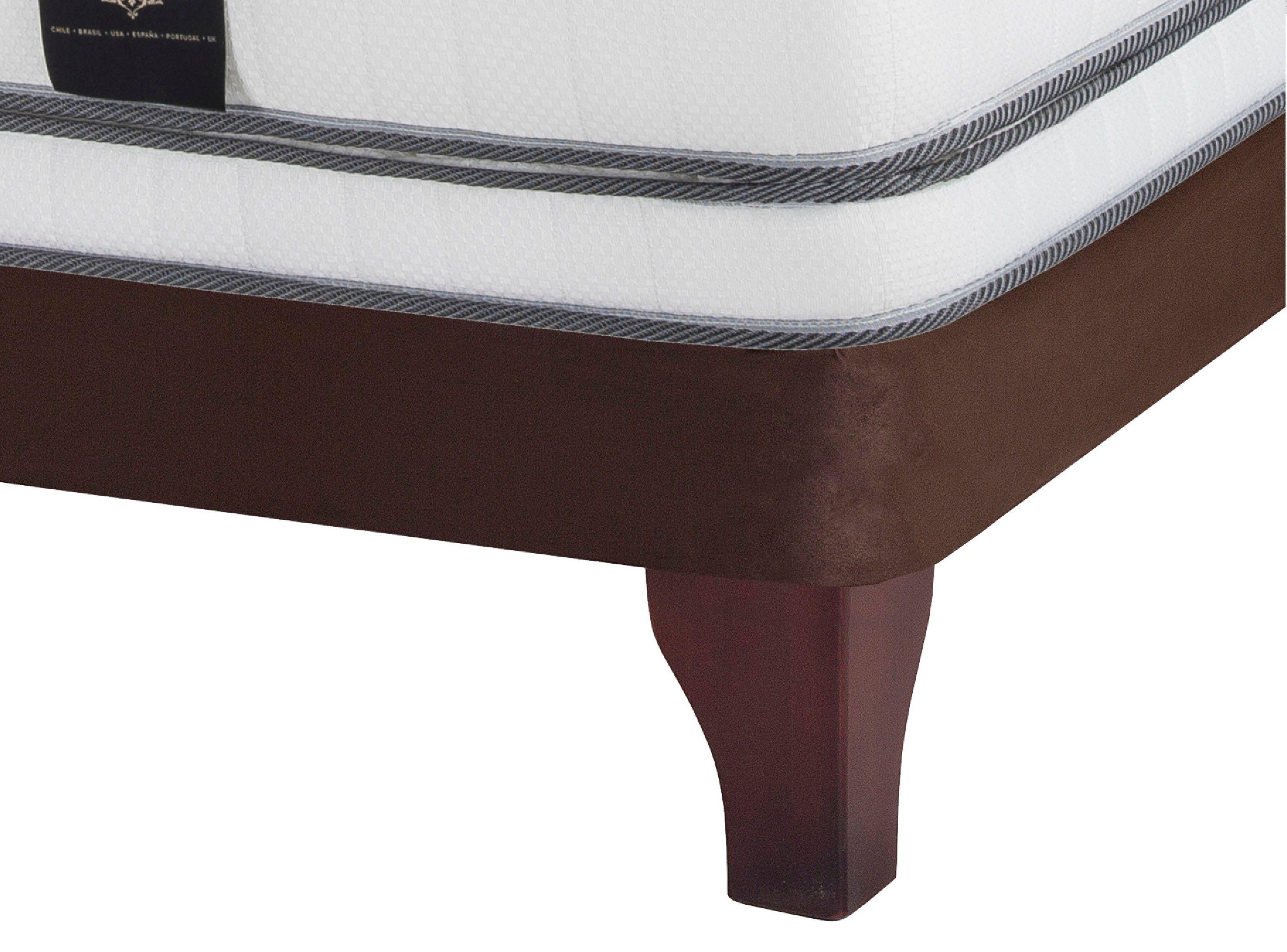Cama Europea Majesty King Base Dividida Chocolate + Respaldo Design Crudo-2