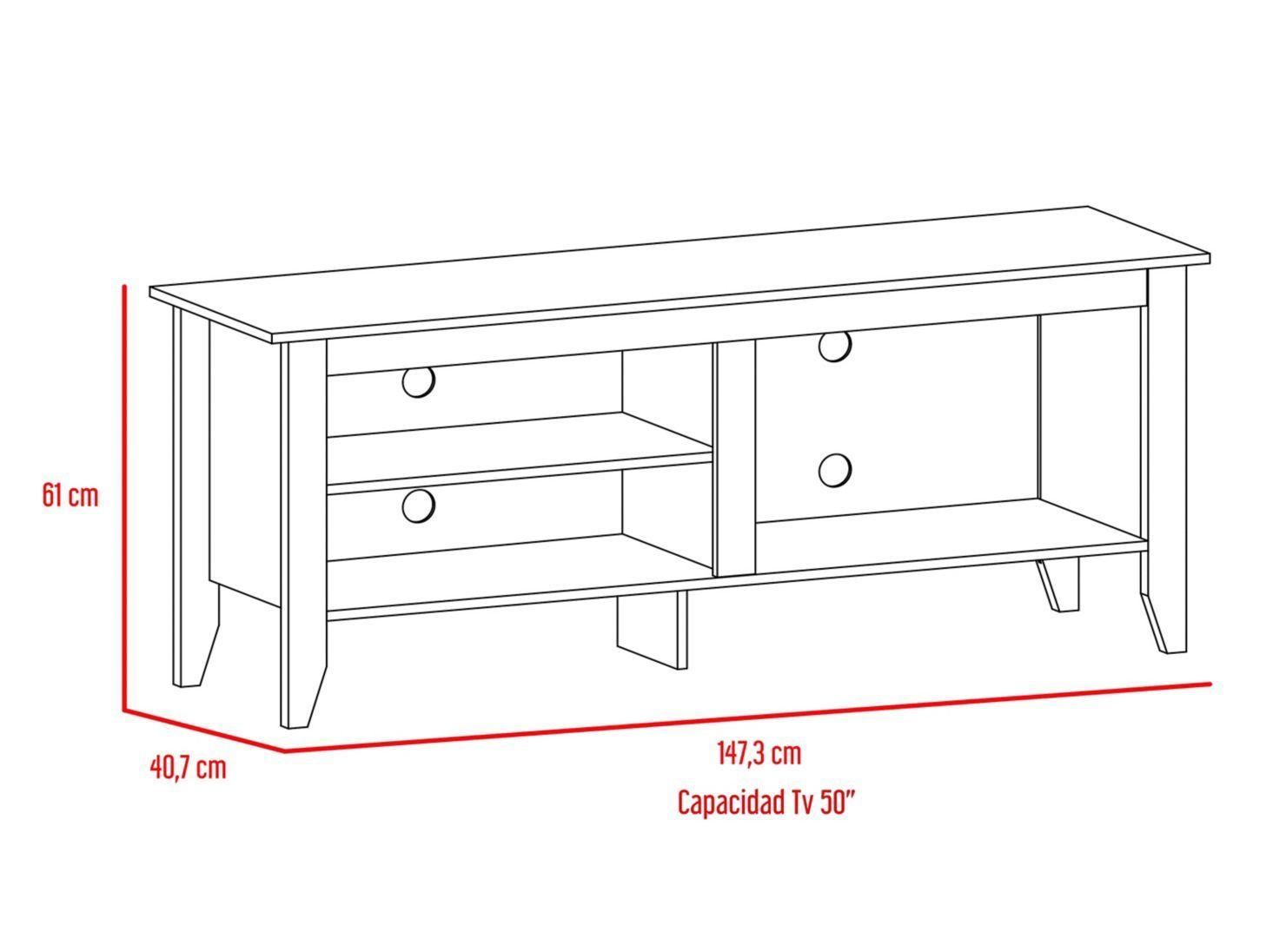 Combo Living Essential Rack TV 50'' + Librero TuHome-3