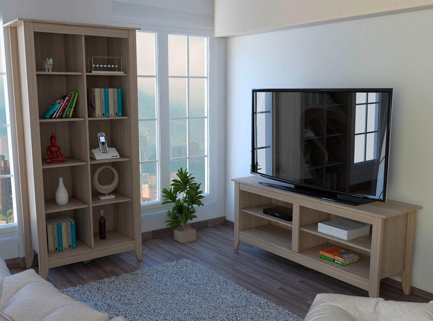 Combo Living Essential Rack TV 50'' + Librero TuHome-0