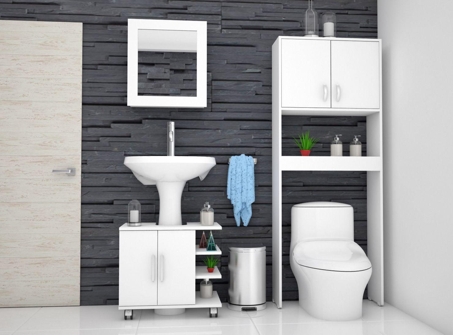 Combos Baño Big Bath Botiquín 47-B + Optimizador Lavamanos 2 Puertas + Armario Optimizador TuHome-3