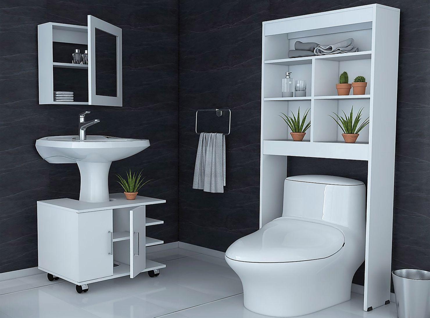 Combos Baño Big Bath Botiquín Espejo + Optimizador Lavamanos 2 Puertas + Optimizador Espacios-2
