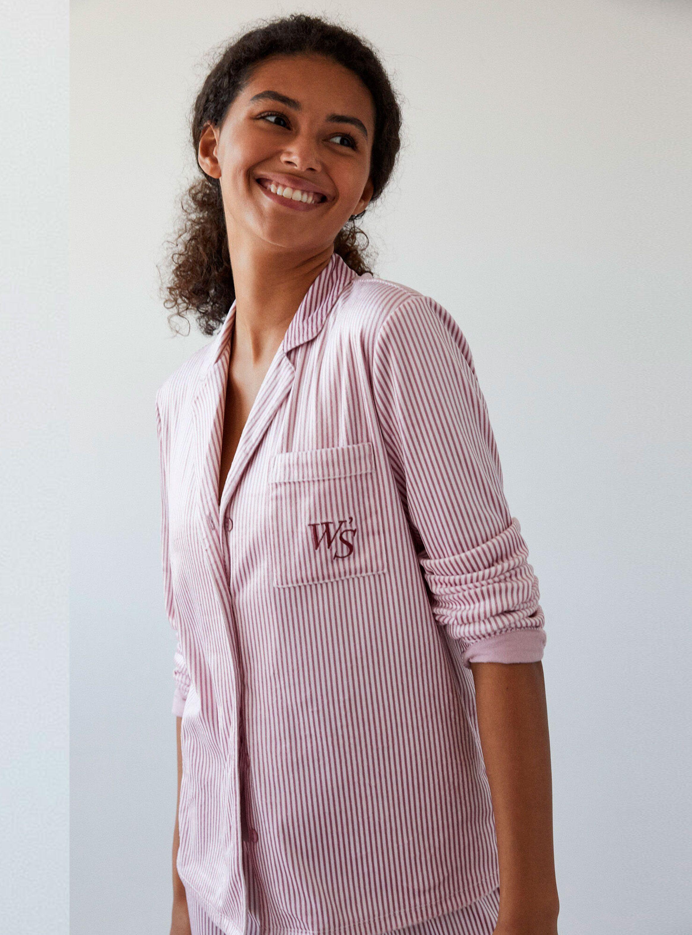 Pijama Camisero Largo Rayas Rosas-2