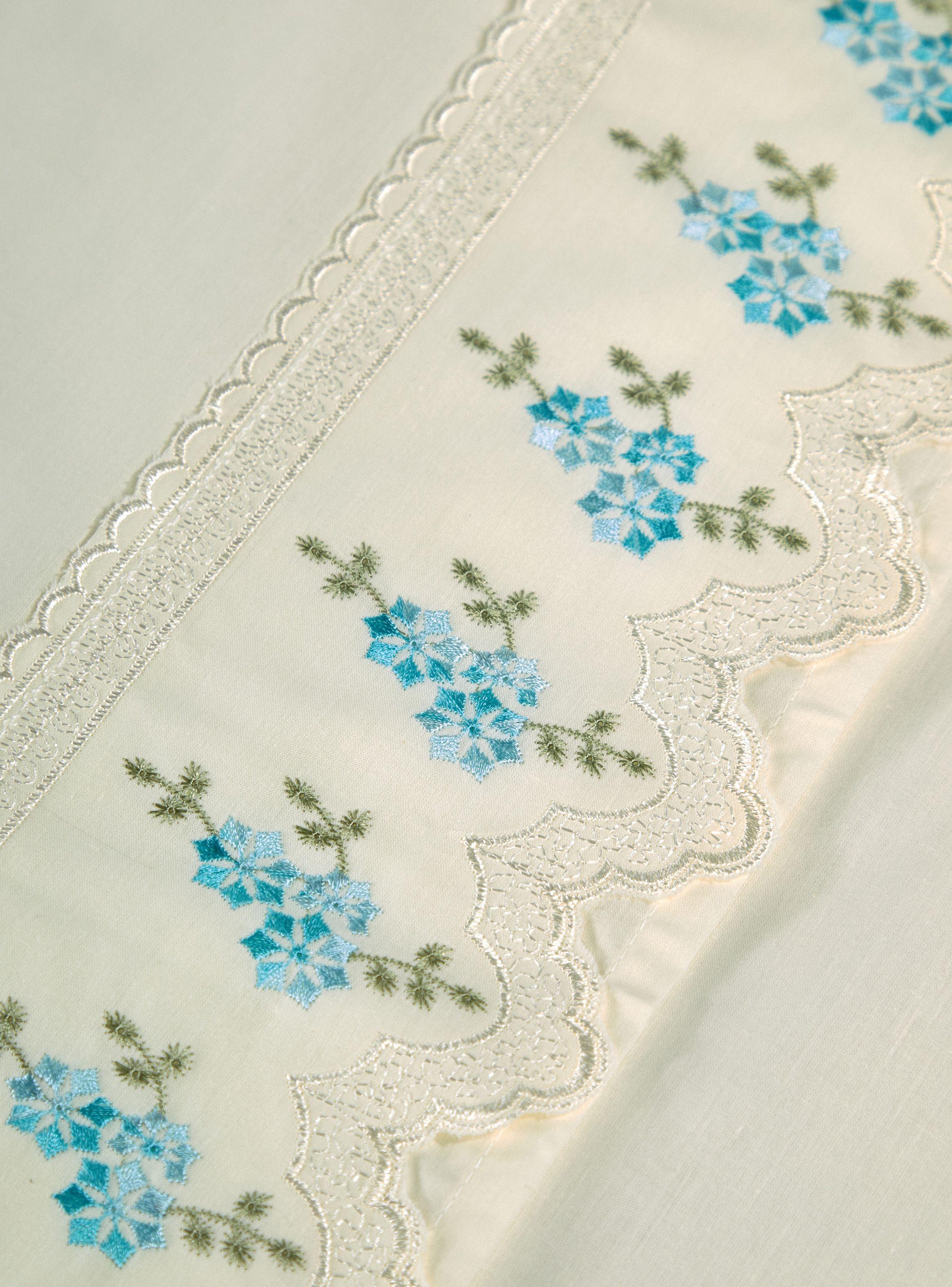 Sábanas 1.5 Plazas Broderie Calipso Crudo-2