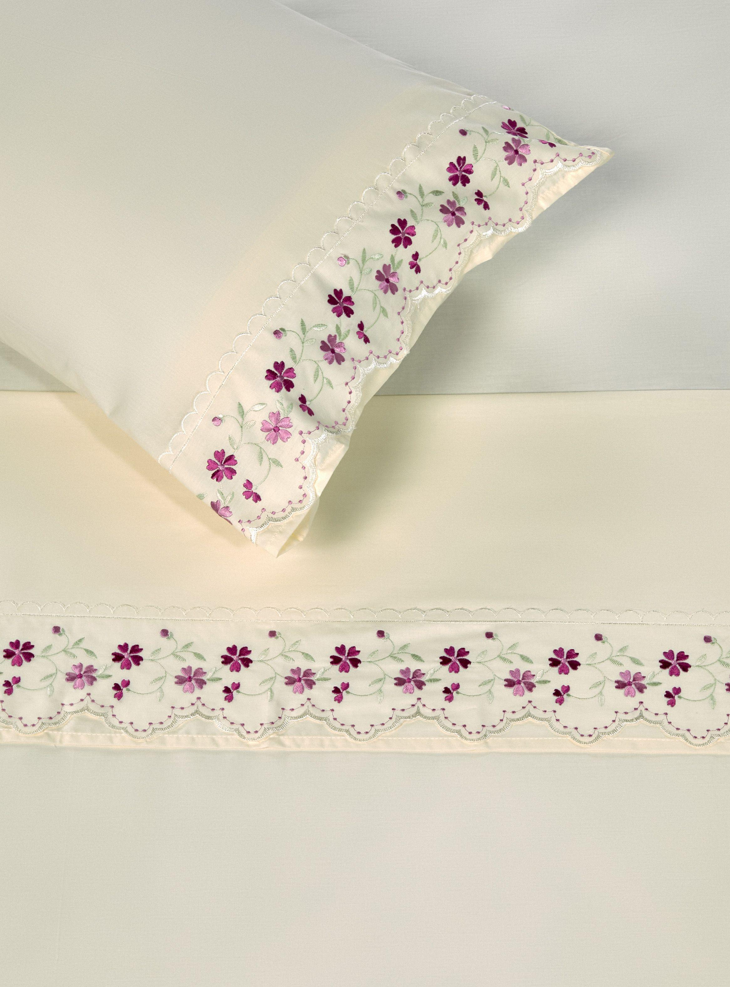 Sábanas 1.5 Plazas Broderie Rosado Crudo-1