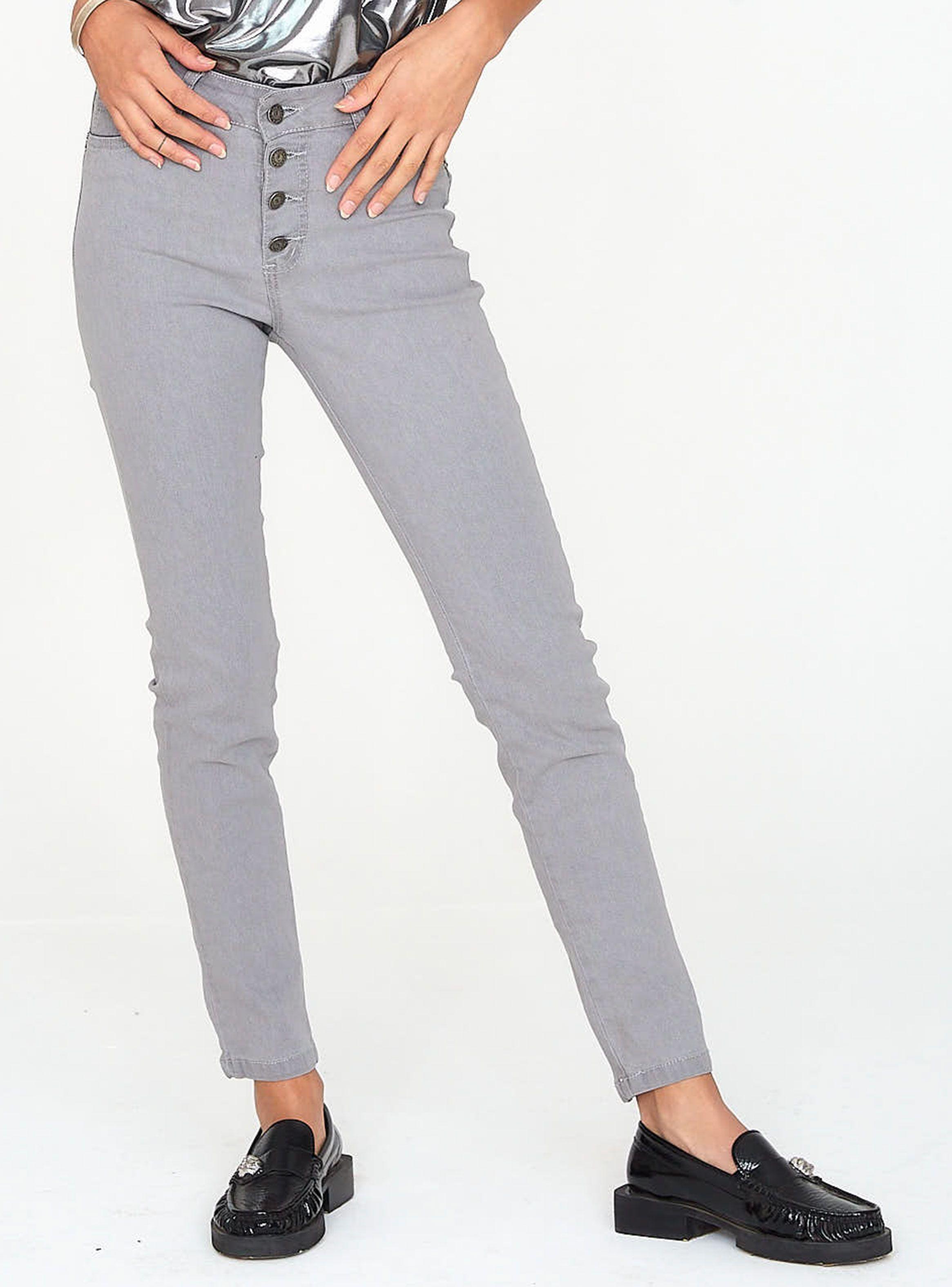 Jeans Skinny Tiro Medio Dana B Gris-0