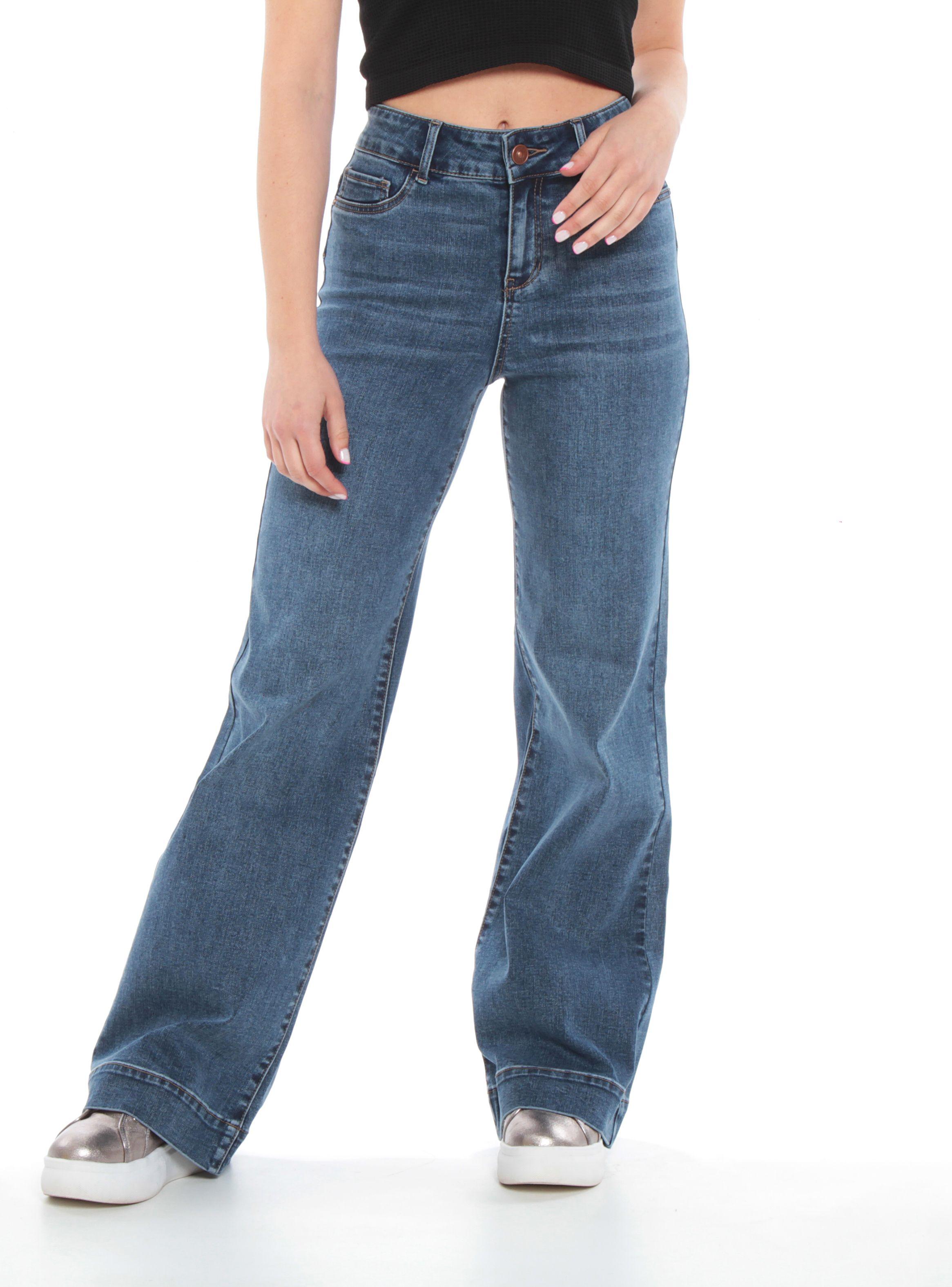 Jeans Flare Tiro Alto con Cierre-0