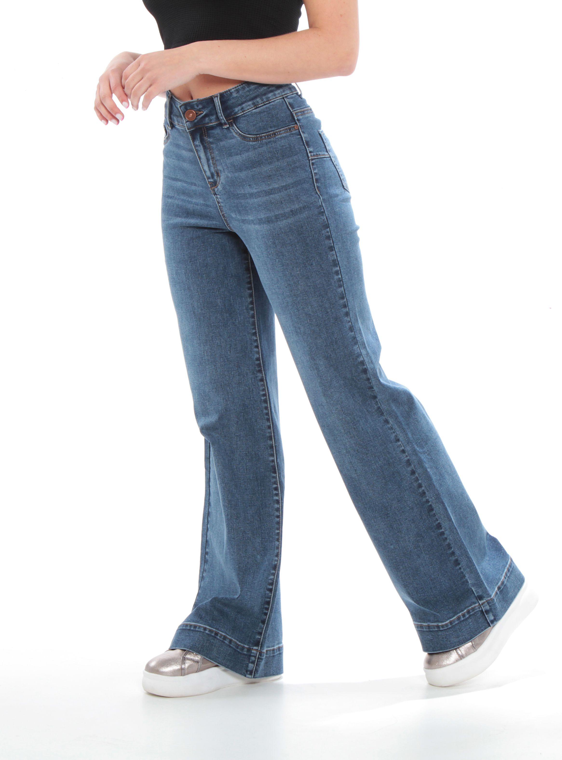 Jeans Flare Tiro Alto con Cierre-1