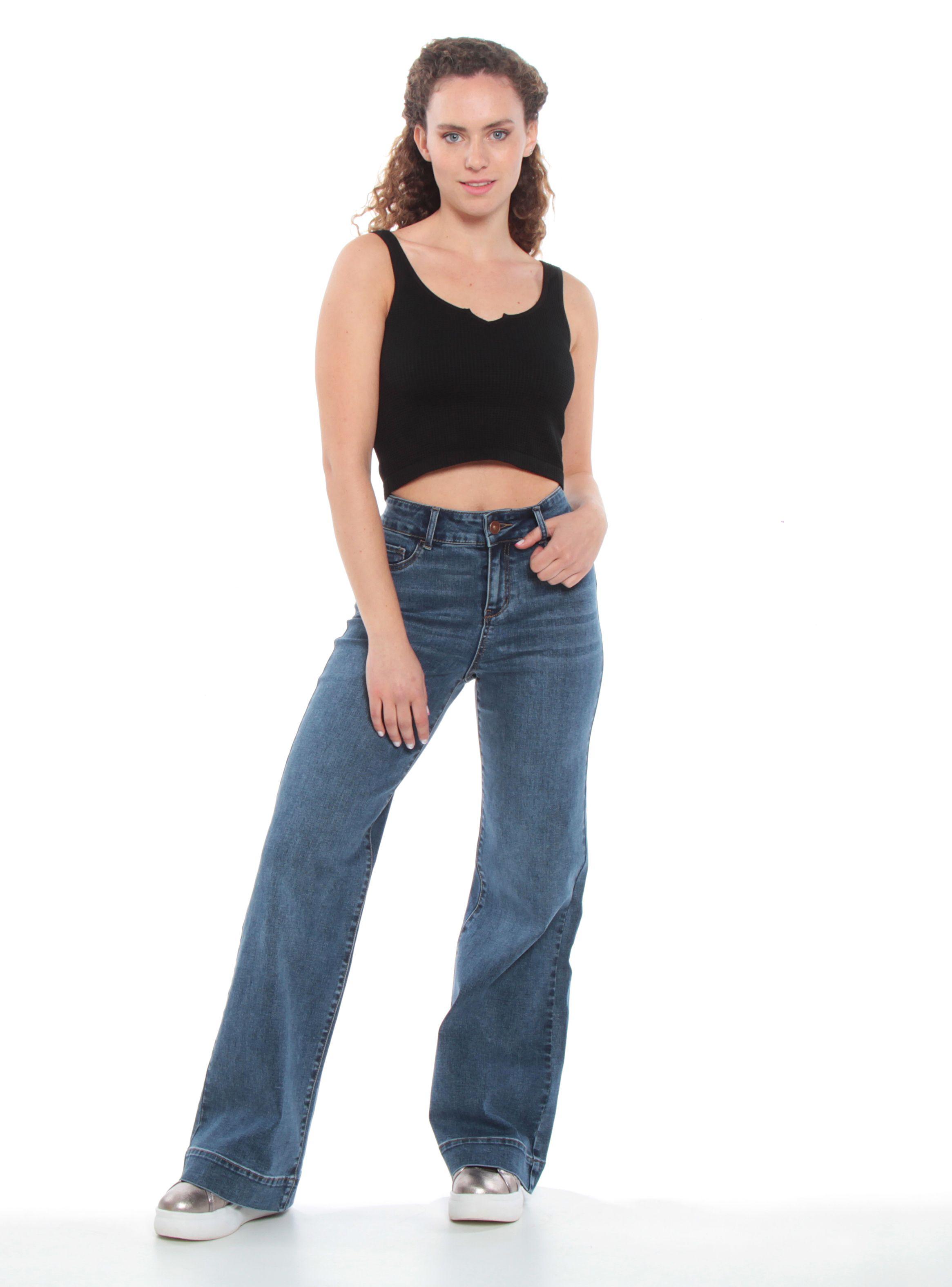 Jeans Flare Tiro Alto con Cierre-3