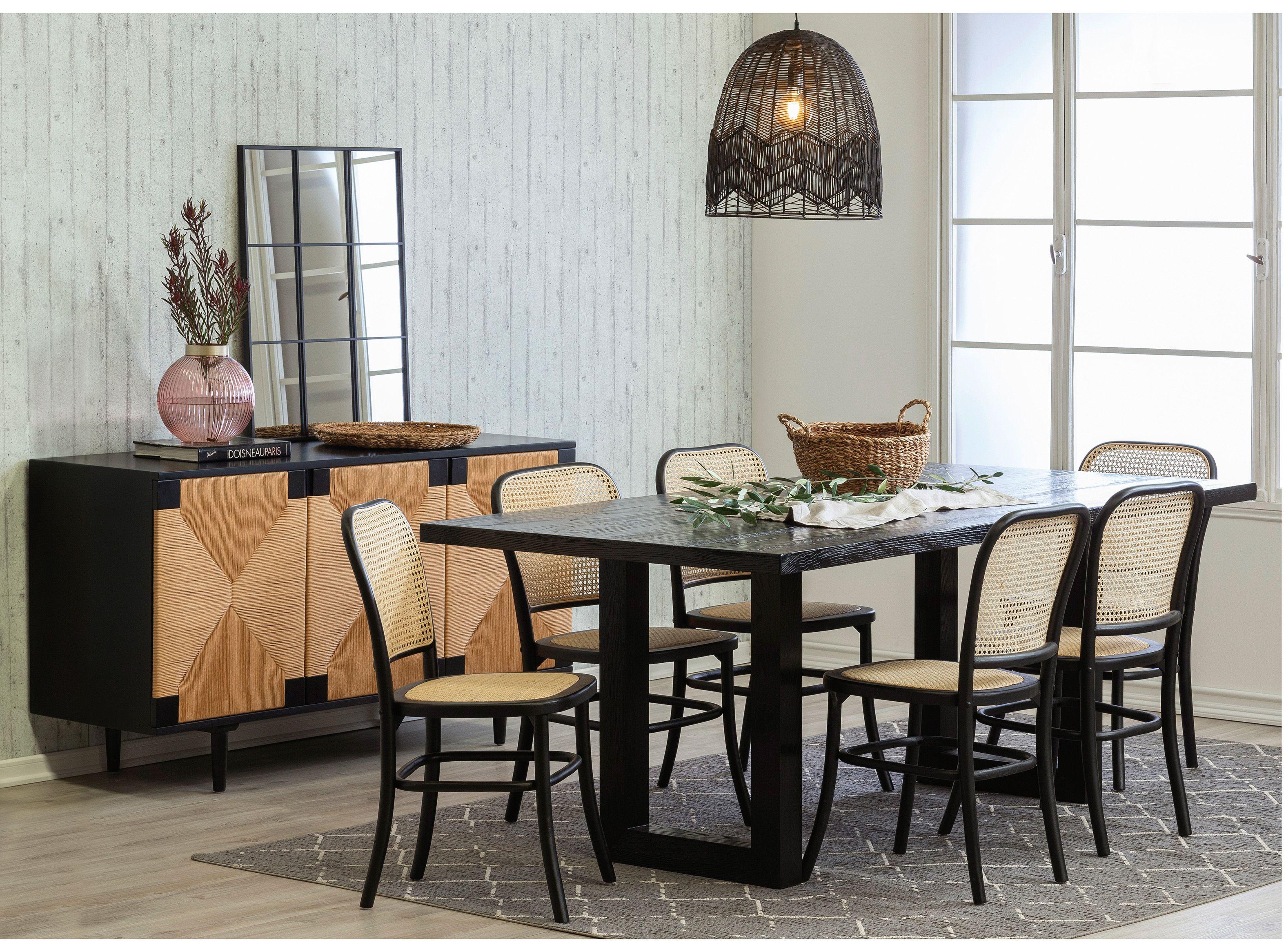 Mesa de Comedor Negro Madera Dark 200x100 cm-5