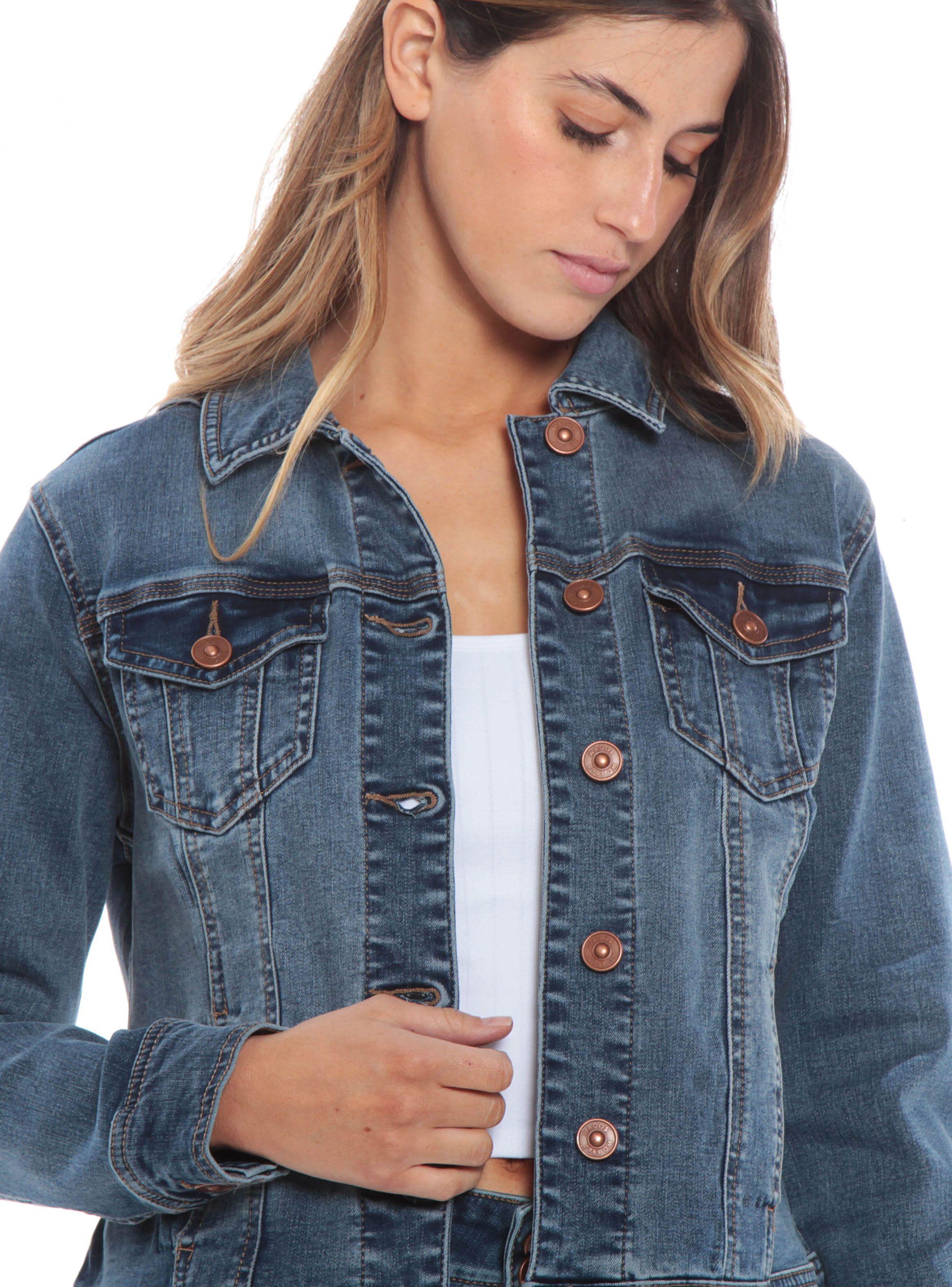 Chaqueta Básica Denim con Bolsillos-1