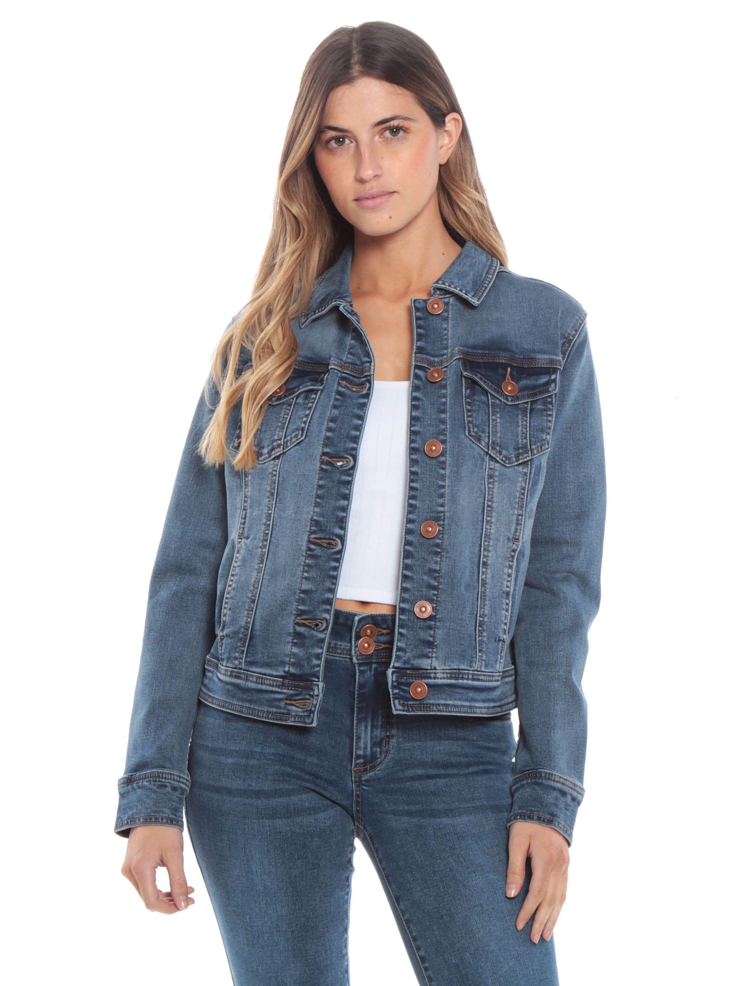 Chaqueta Básica Denim con Bolsillos-0