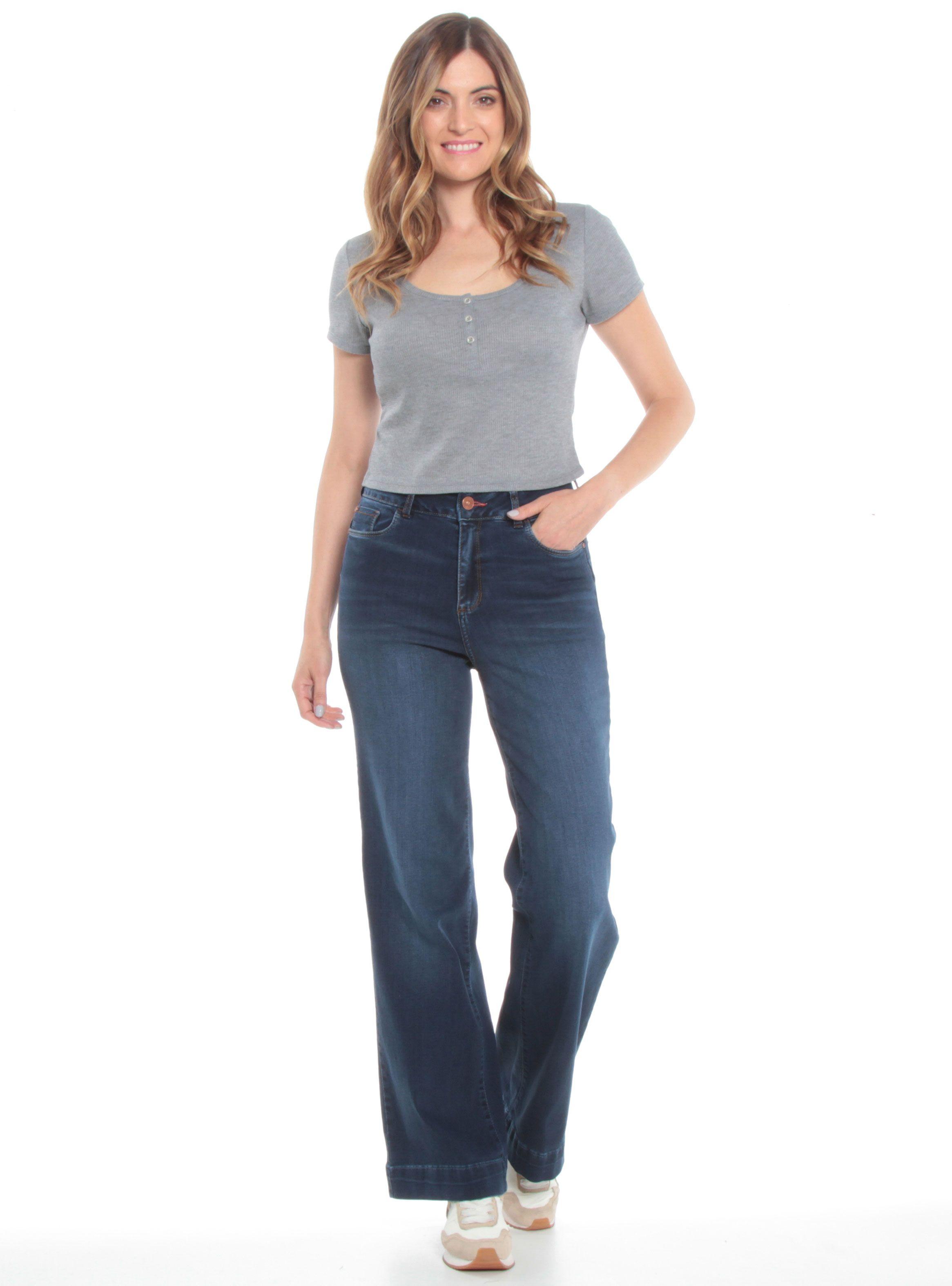 Jeans Calce Palazzo con Cierre-3
