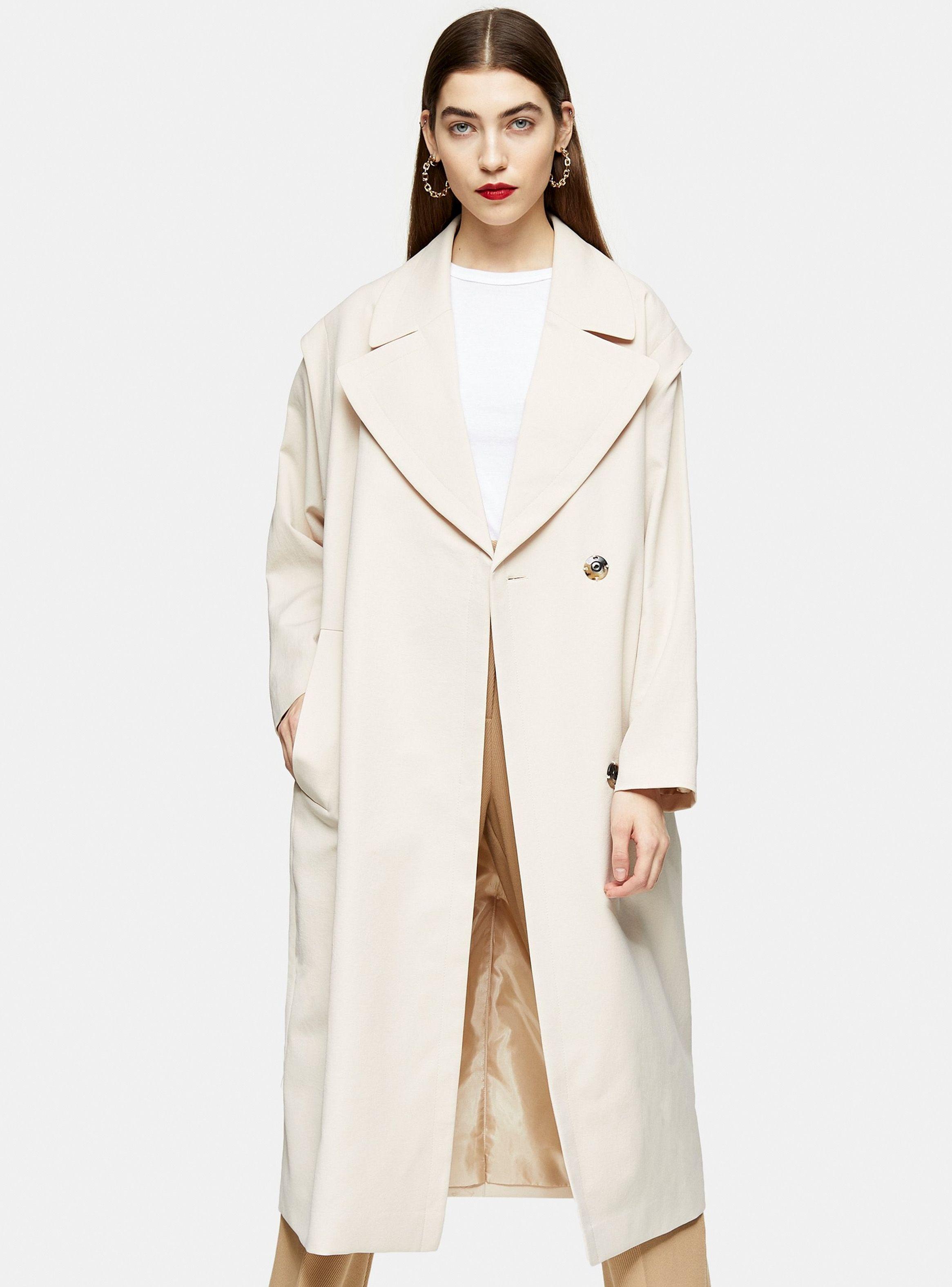 Abrigo Cream Lipped Shoulder Duster Topshop-0