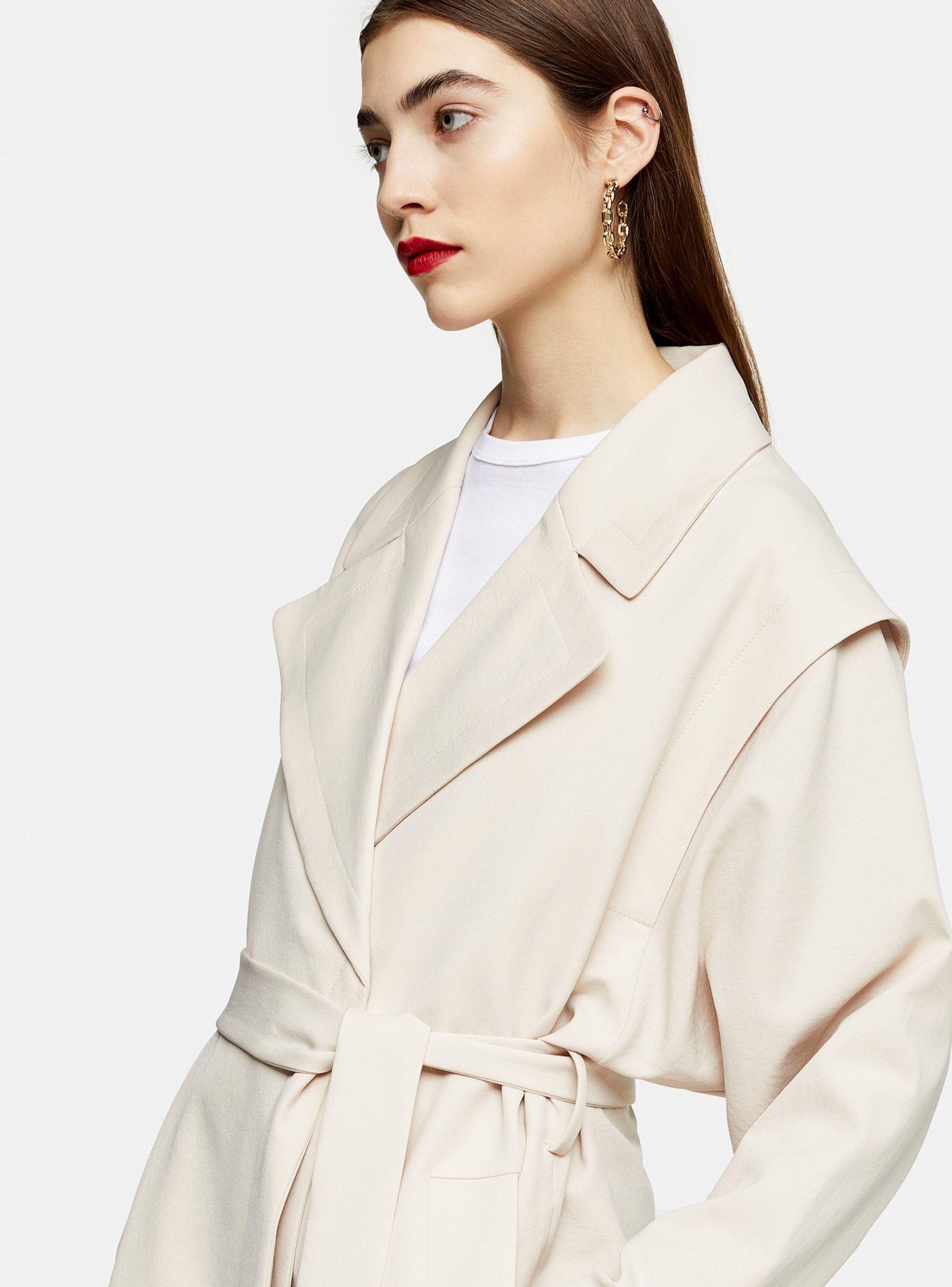 Abrigo Cream Lipped Shoulder Duster Topshop-2