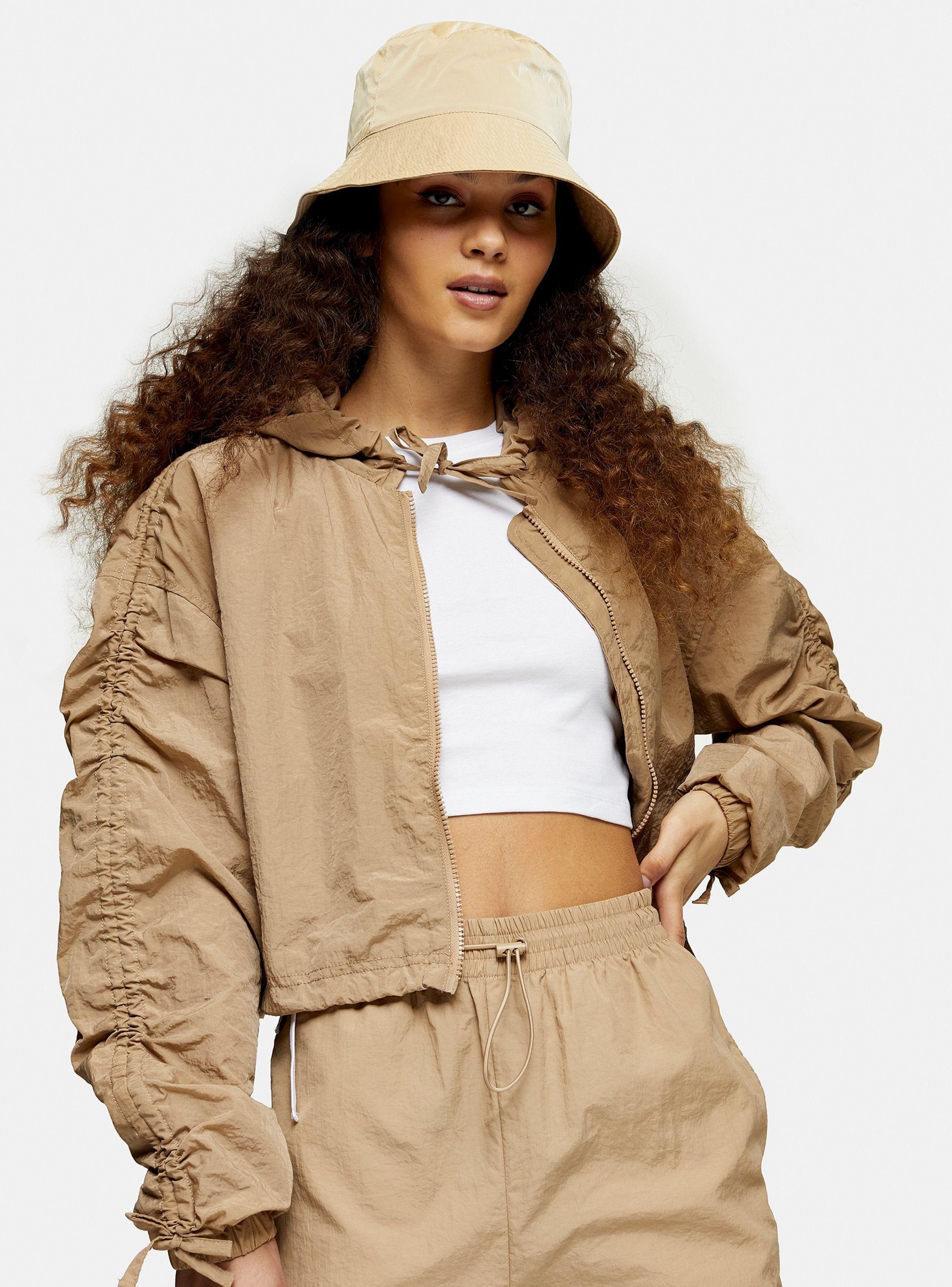 Chaqueta Beige Shell Cropped Topshop-0