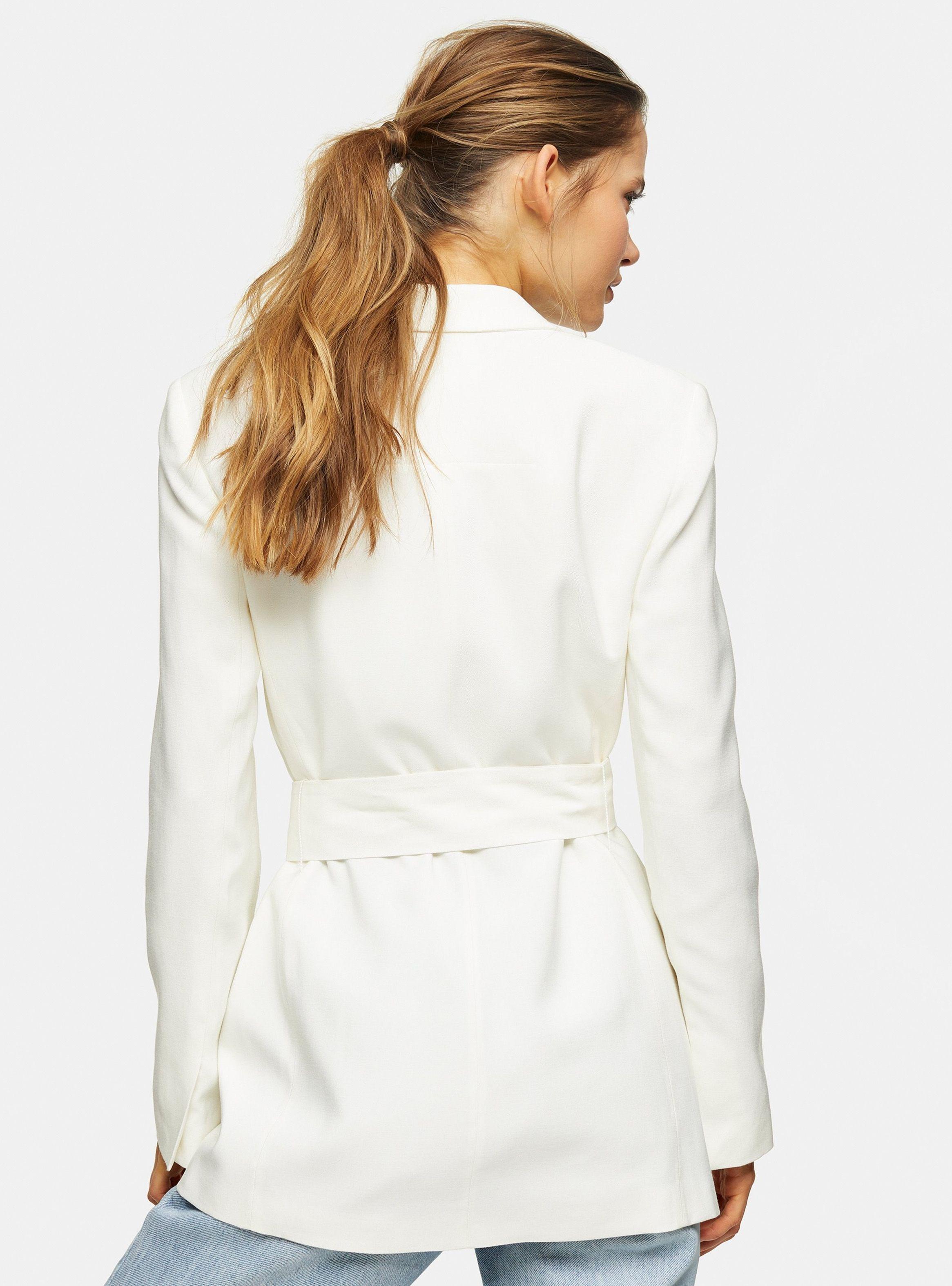 Blazer Ivory Belted Double Breasted Topshop-1