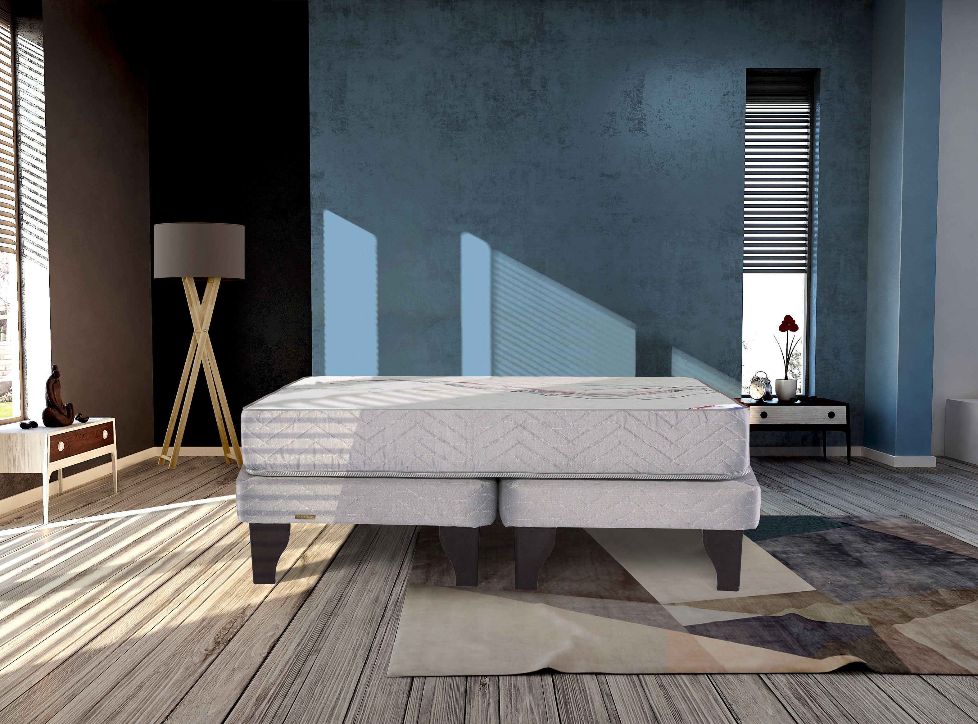 Cama Europea Therapedic Mas 1 Plaza Gris-5