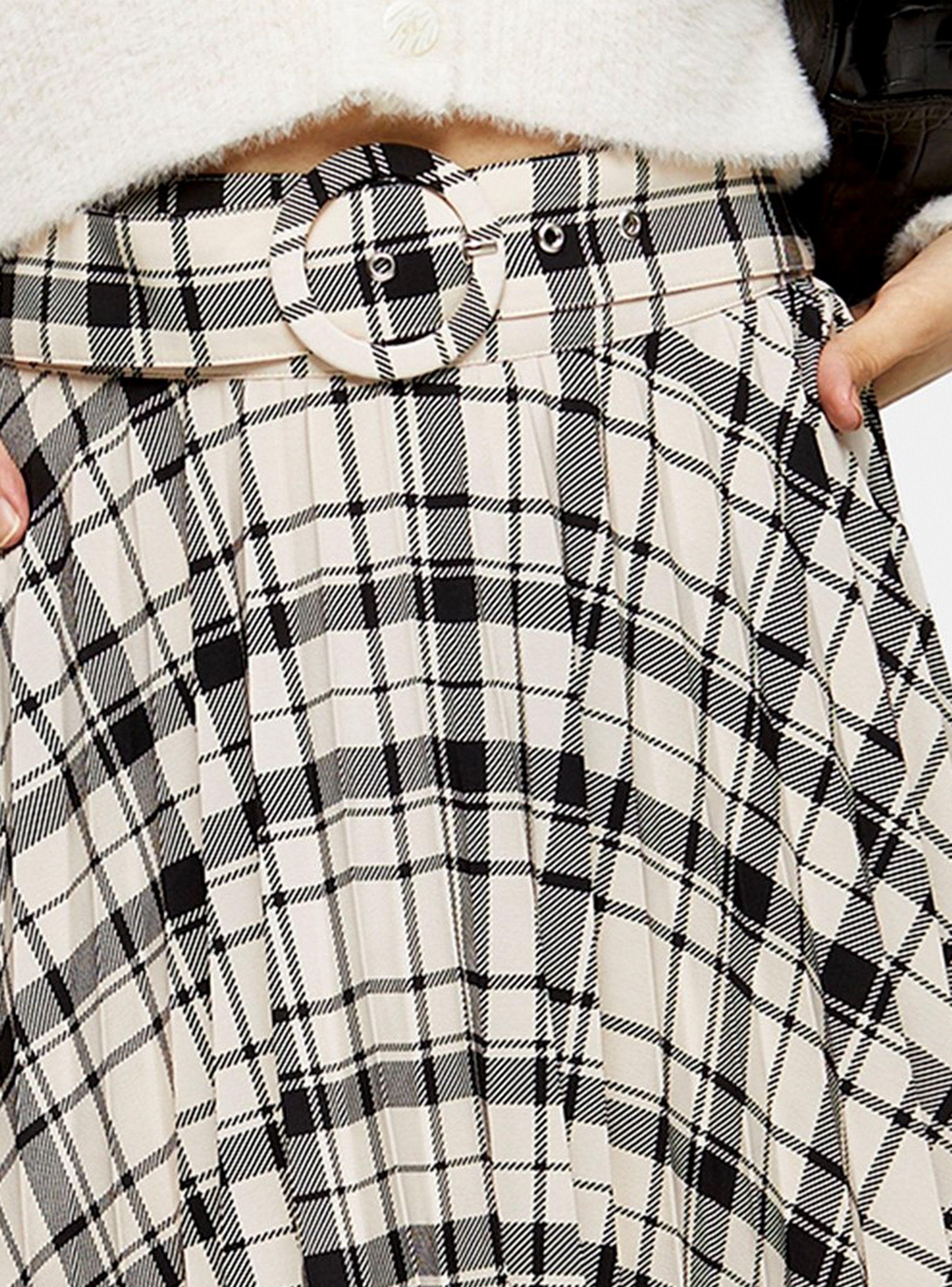Falda Mini Black And White Check Pleated Topshop-2