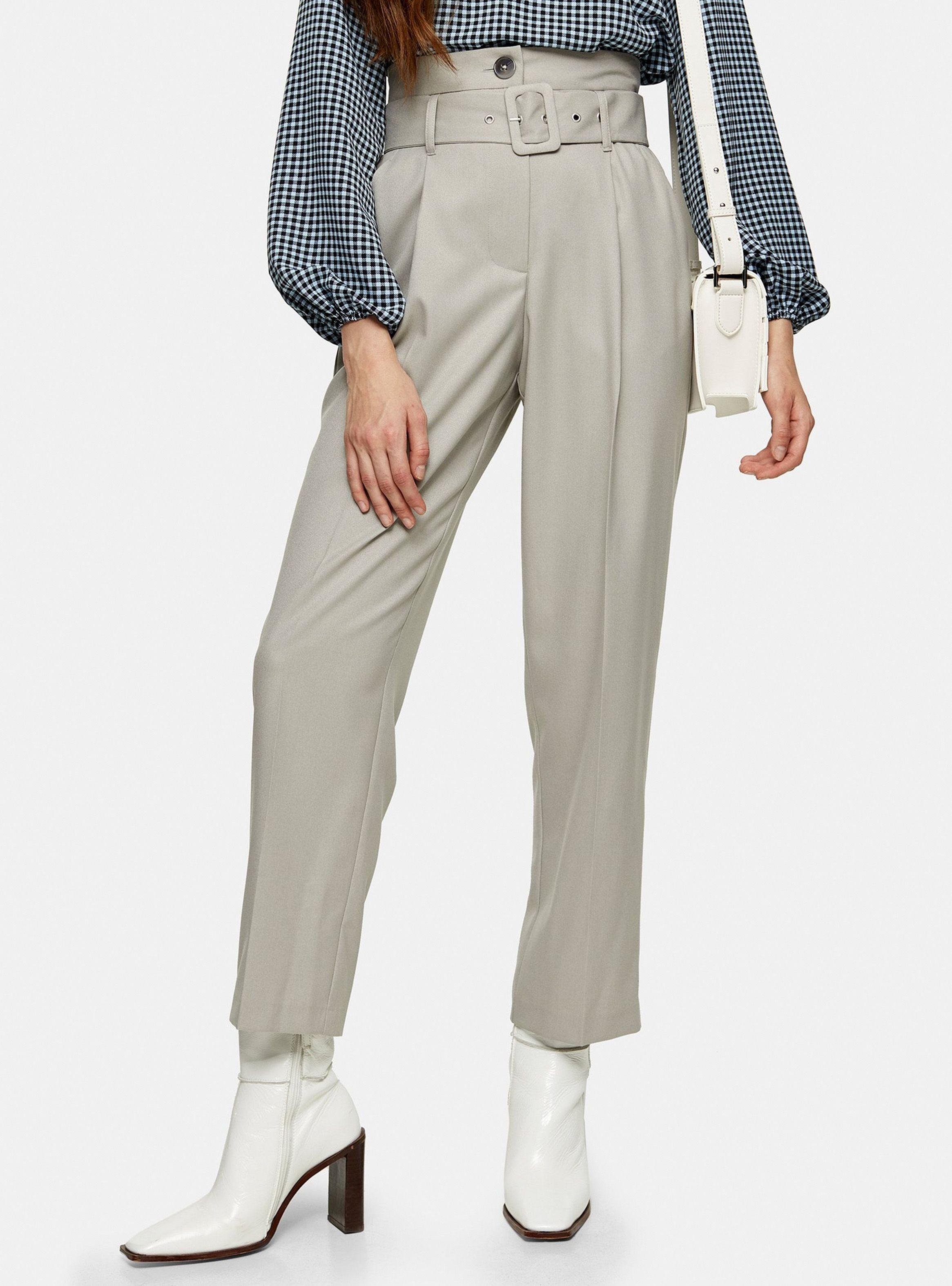 Pantalón Light Grey High Waist Belted Peg-0