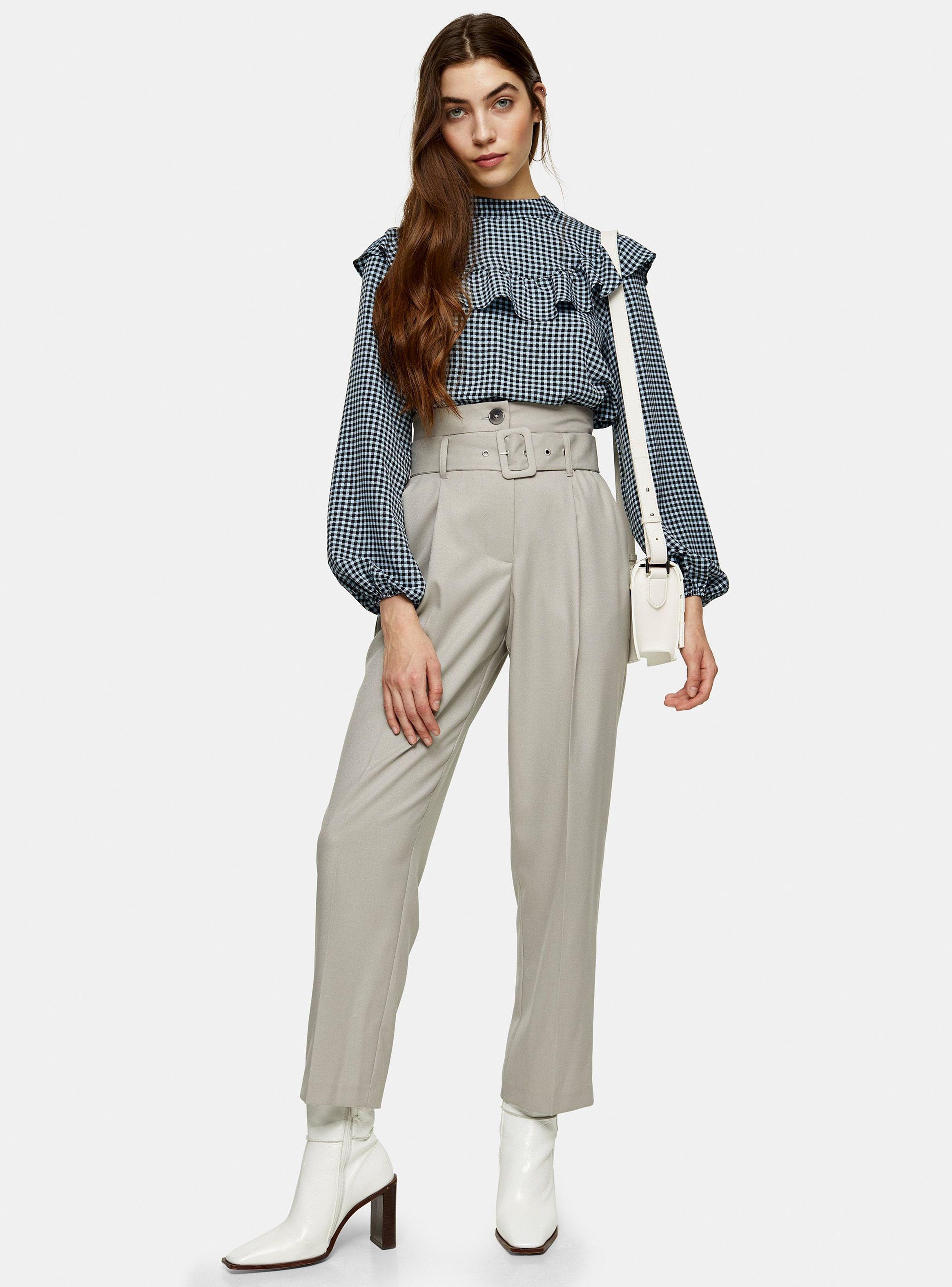 Pantalón Light Grey High Waist Belted Peg-3