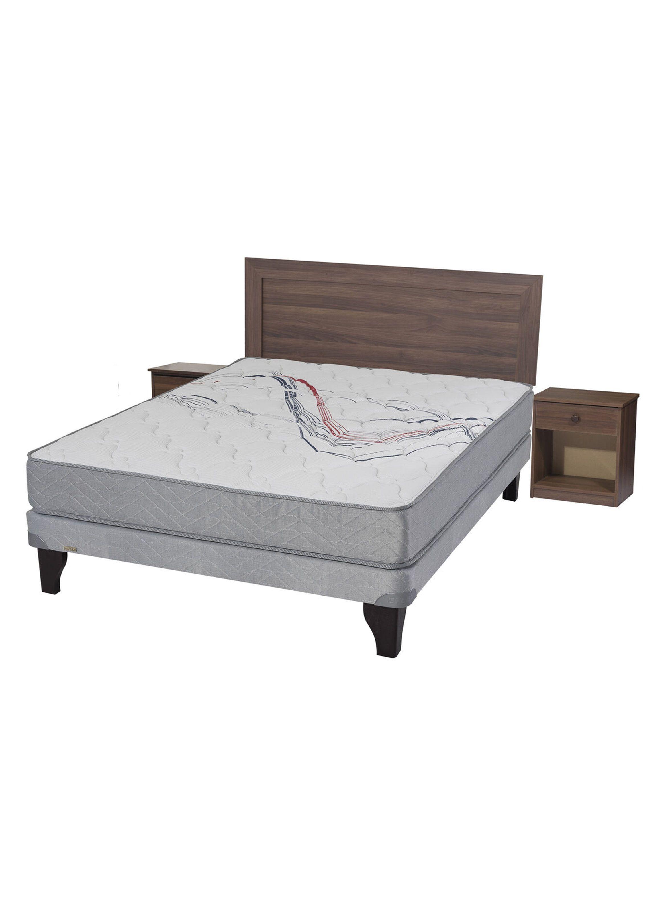Cama Europea Therapedic Mas Gris Full + Muebles Asturias-0