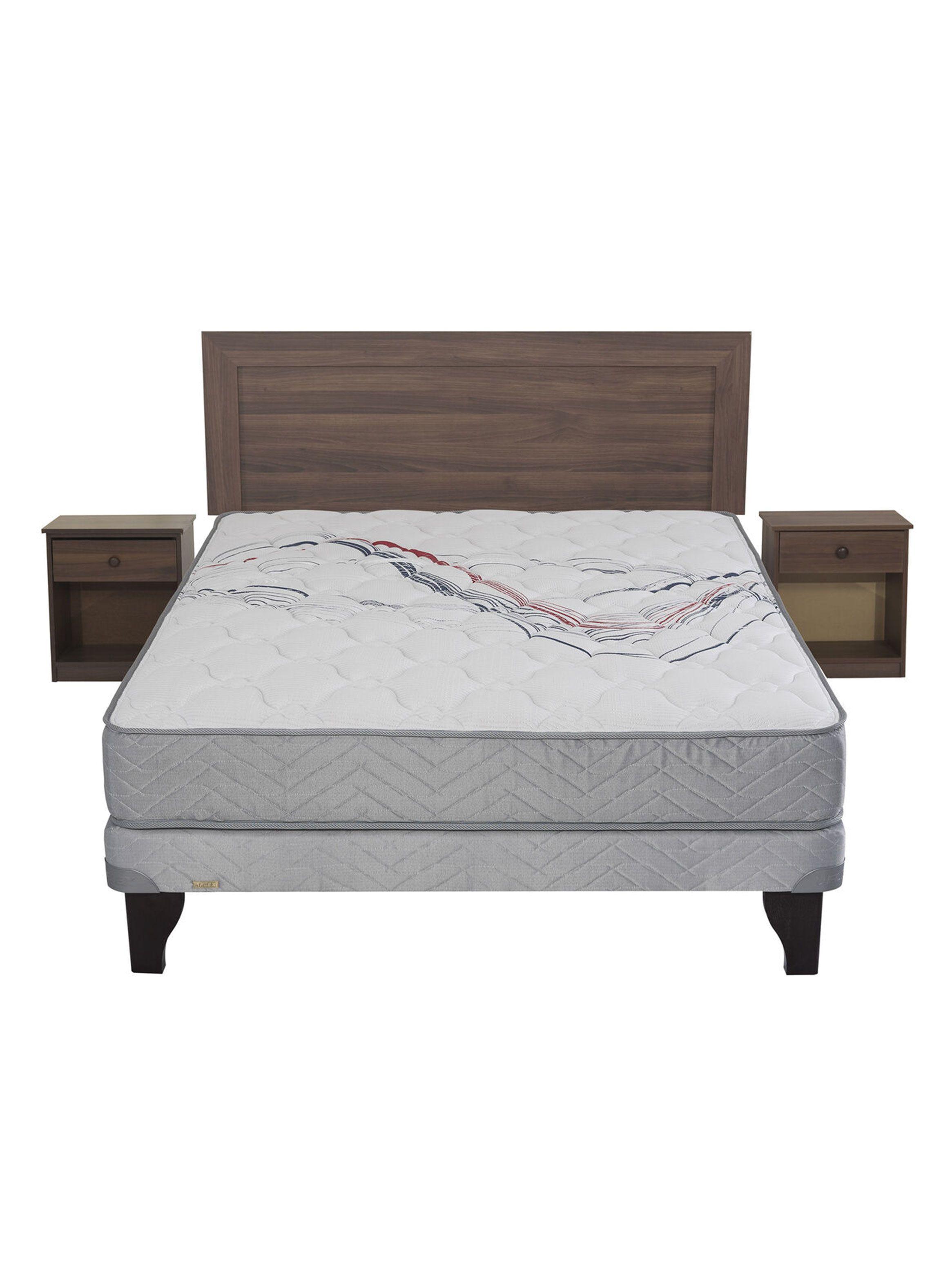 Cama Europea Therapedic Mas Gris Full + Muebles Asturias-1