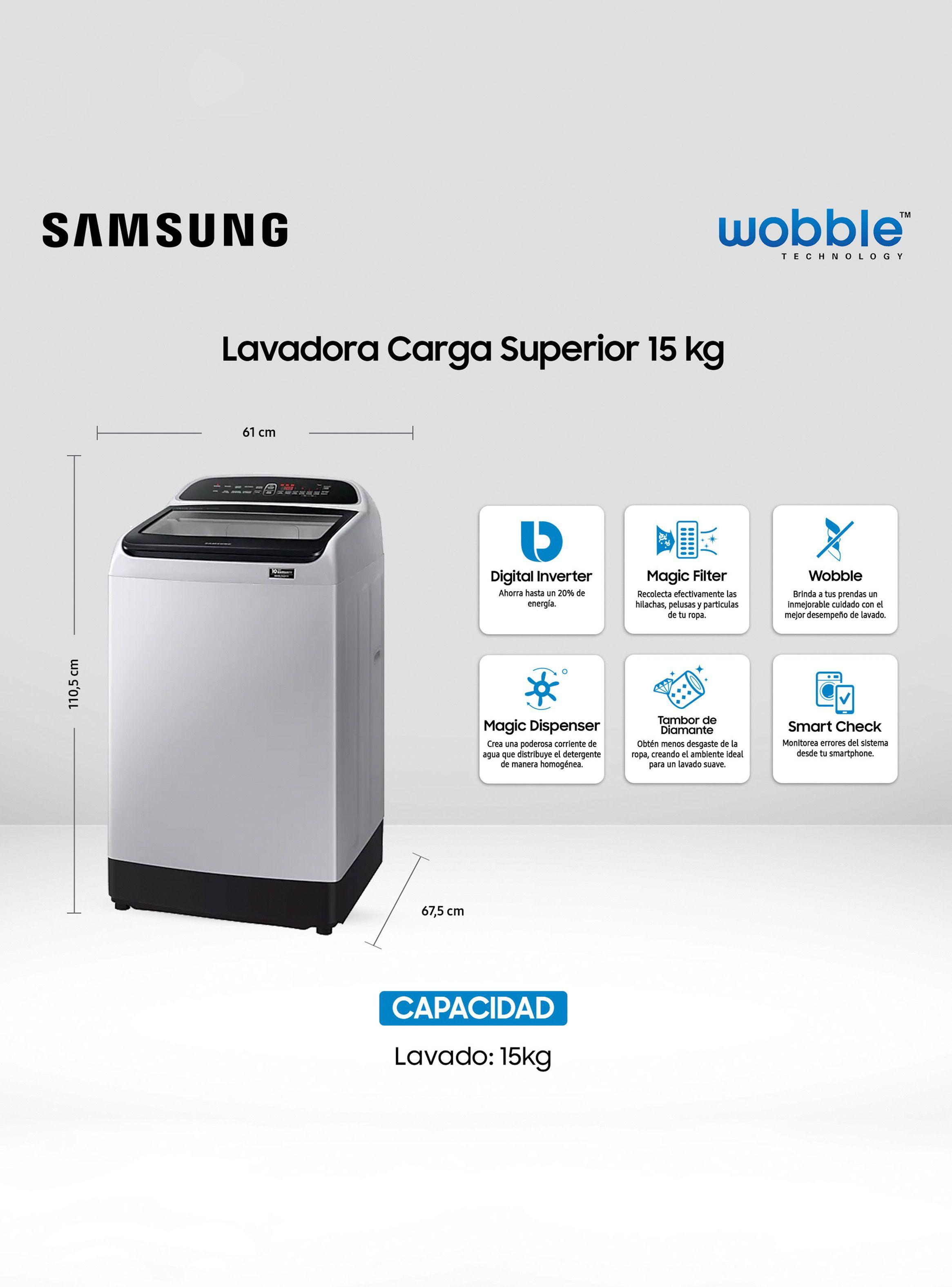 Lavadora de Carga Superior 15 kg WA15T5260BY/ZS Gris-1