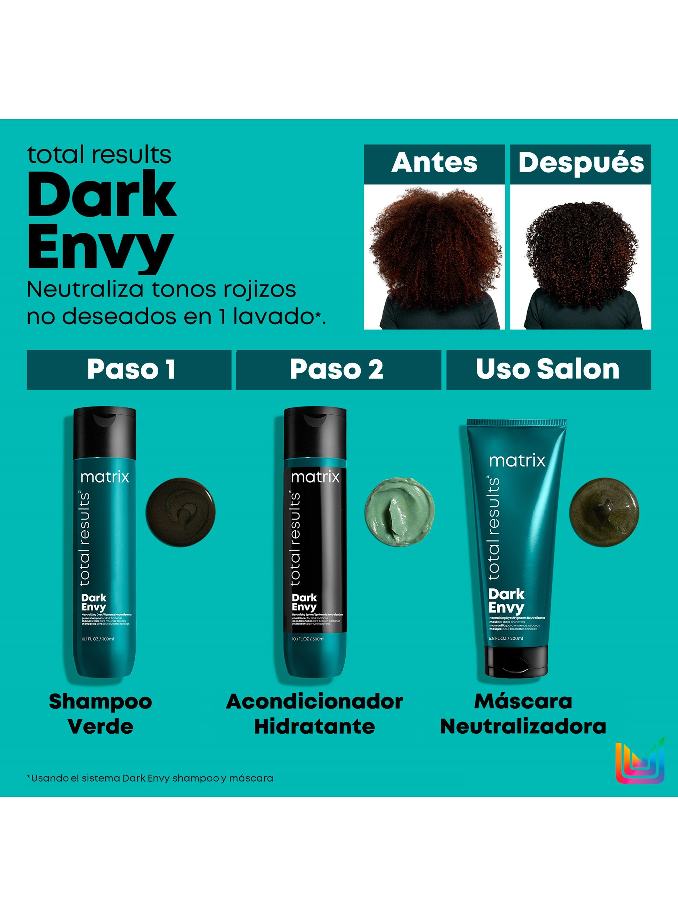 Shampoo Matizador Verde Cabello Castaño Oscuro con Color Dark Envy 300ml-5