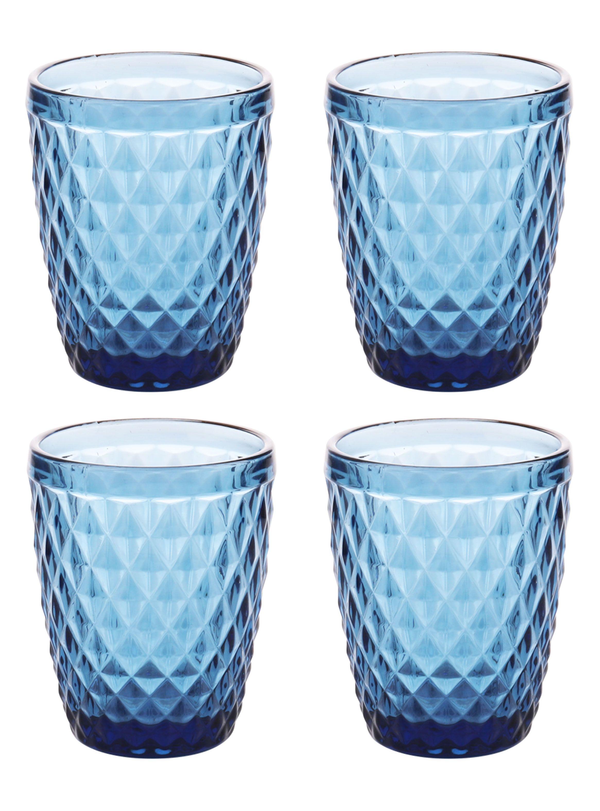 Set 4 Vasos Bajos Diamante Azul 240 ml-0