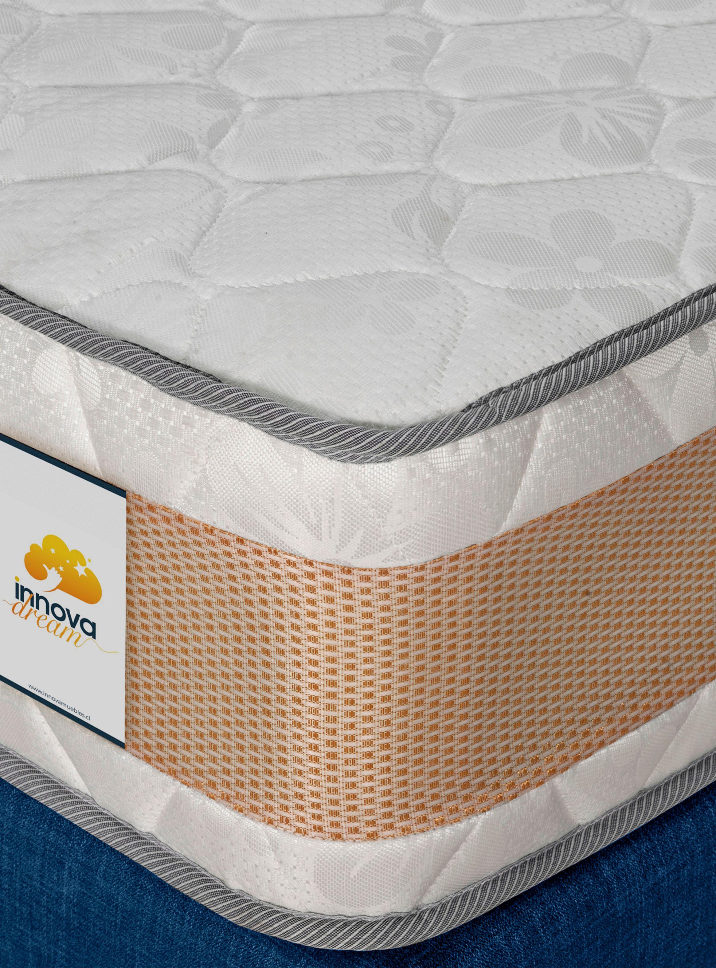 Cama Europea Premium 1 Plazas + Respaldo Azul-1