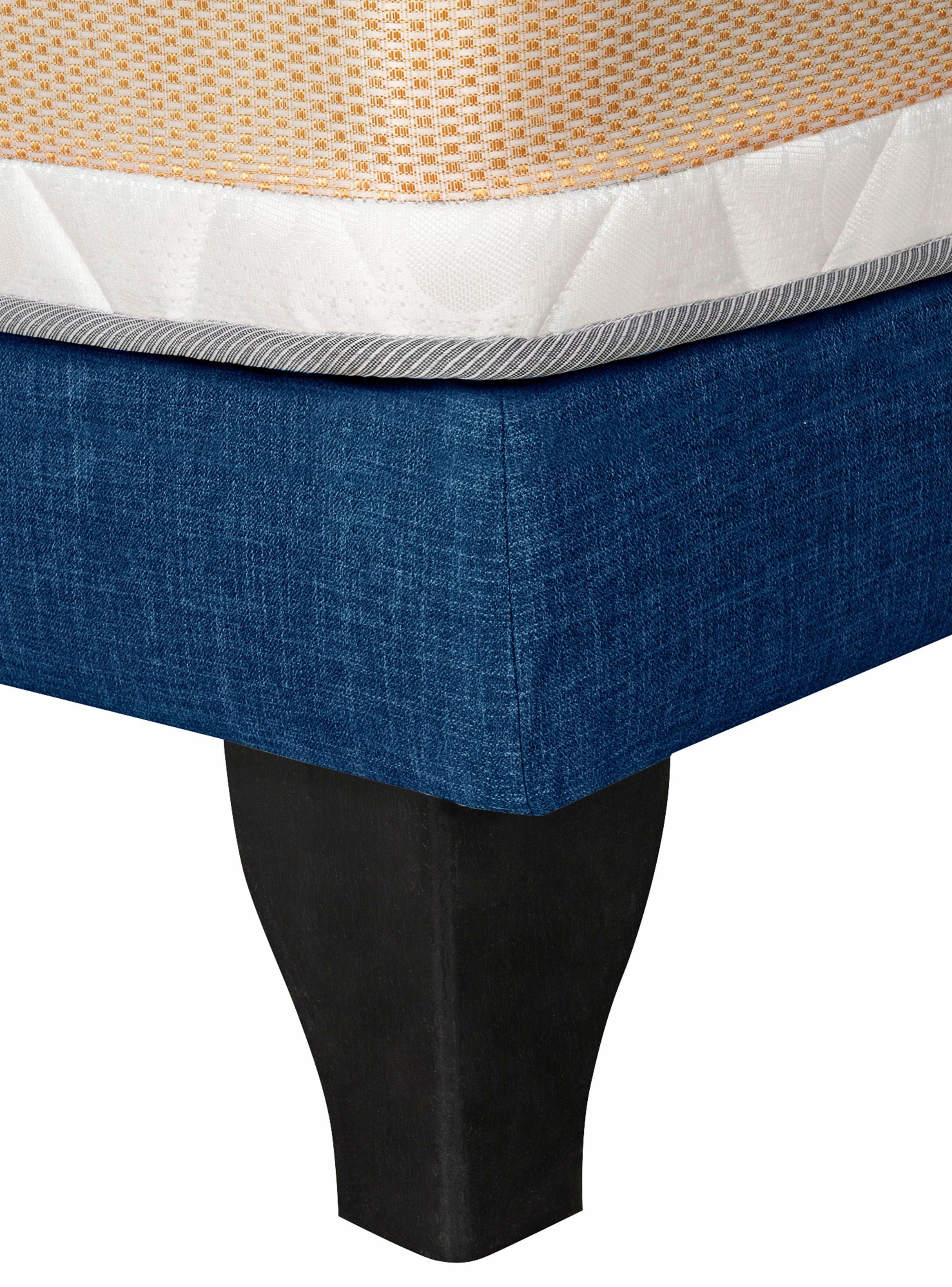 Cama Europea Premium 1 Plazas + Respaldo Azul-2