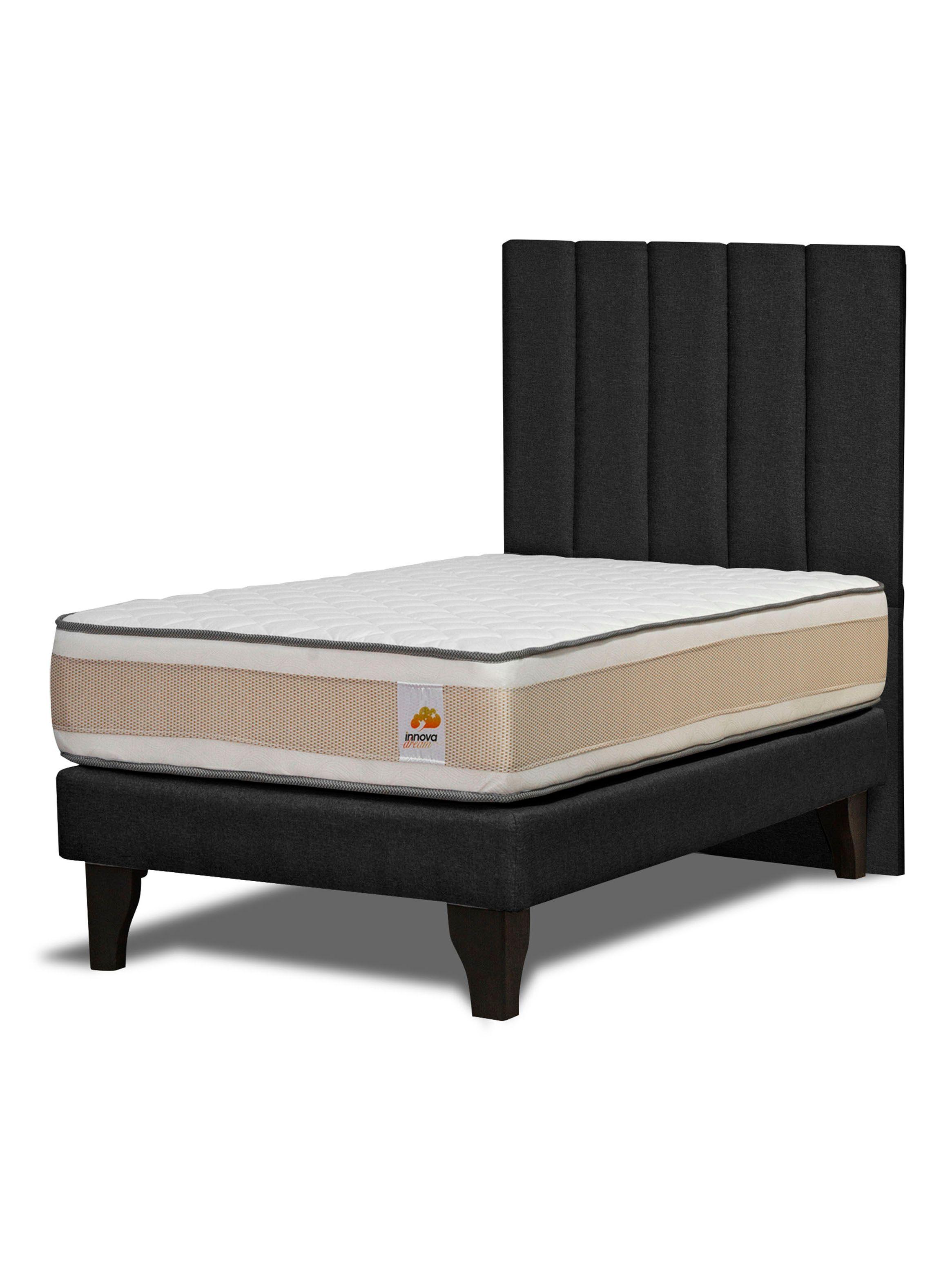 Cama Europea Premium 1 Plaza + Respaldo Dreams Negro-0