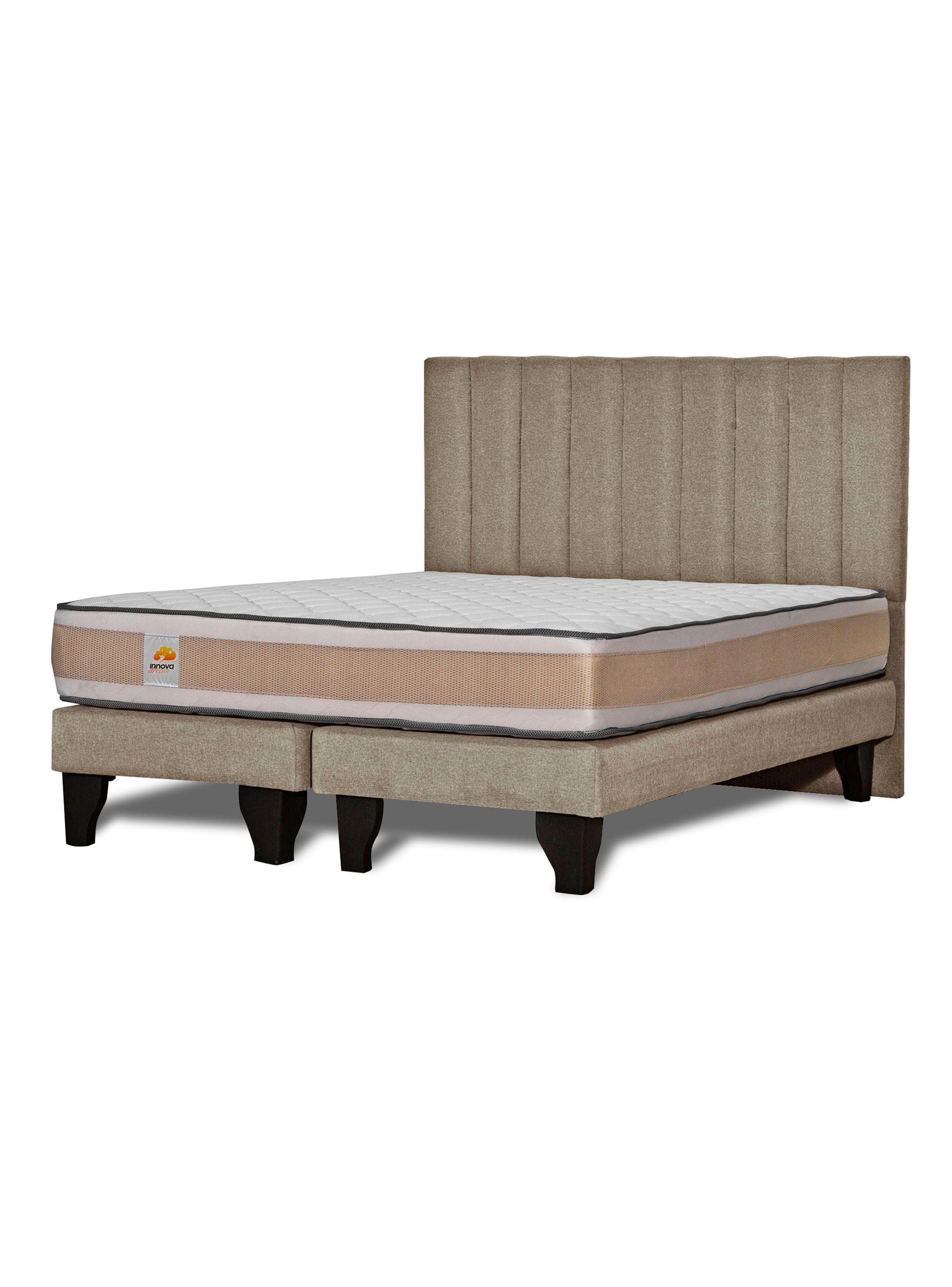Cama Europea Premium King + Respaldo Beige-0