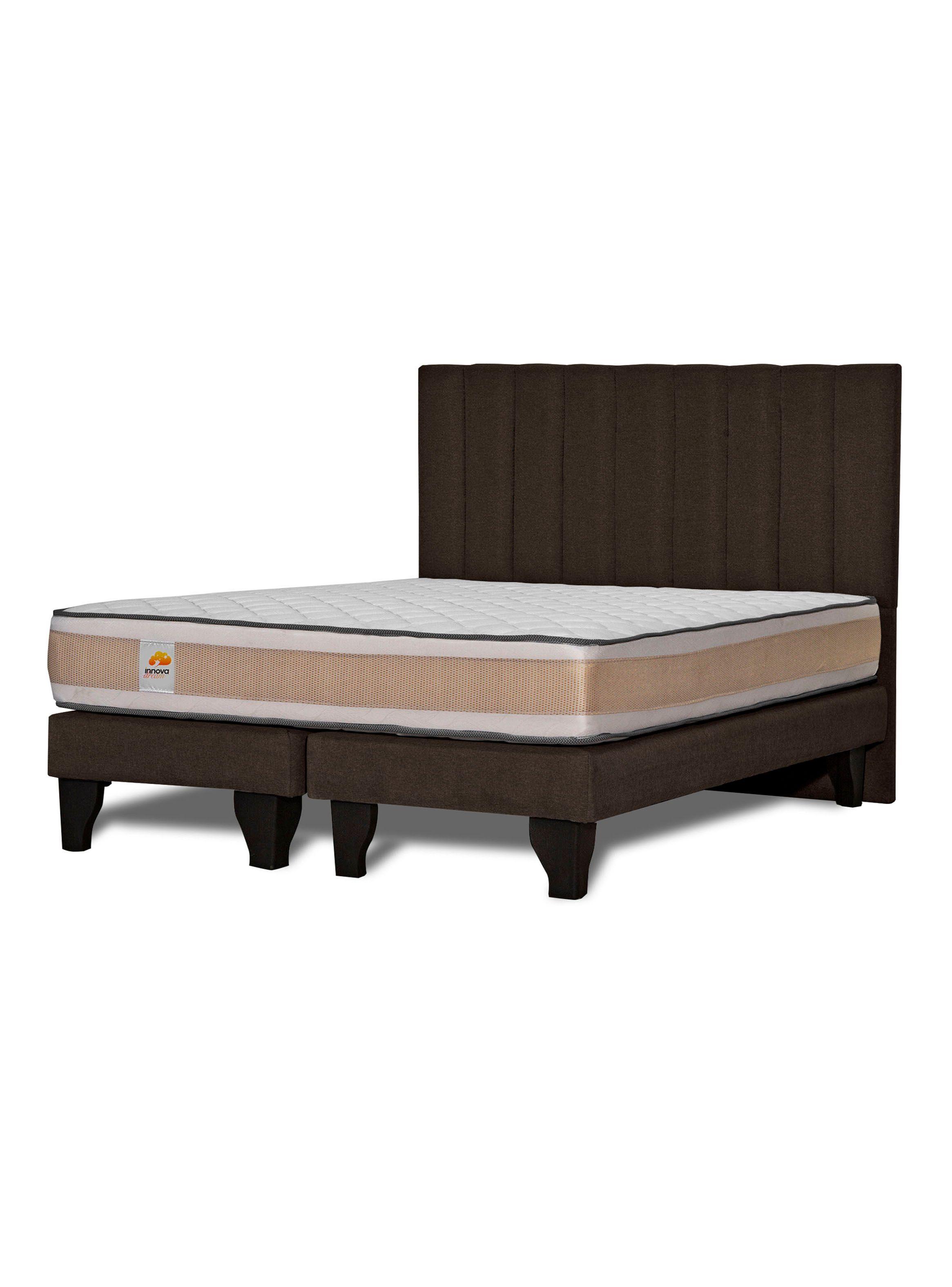 Cama Europea Premium King + Respaldo Chocolate-0